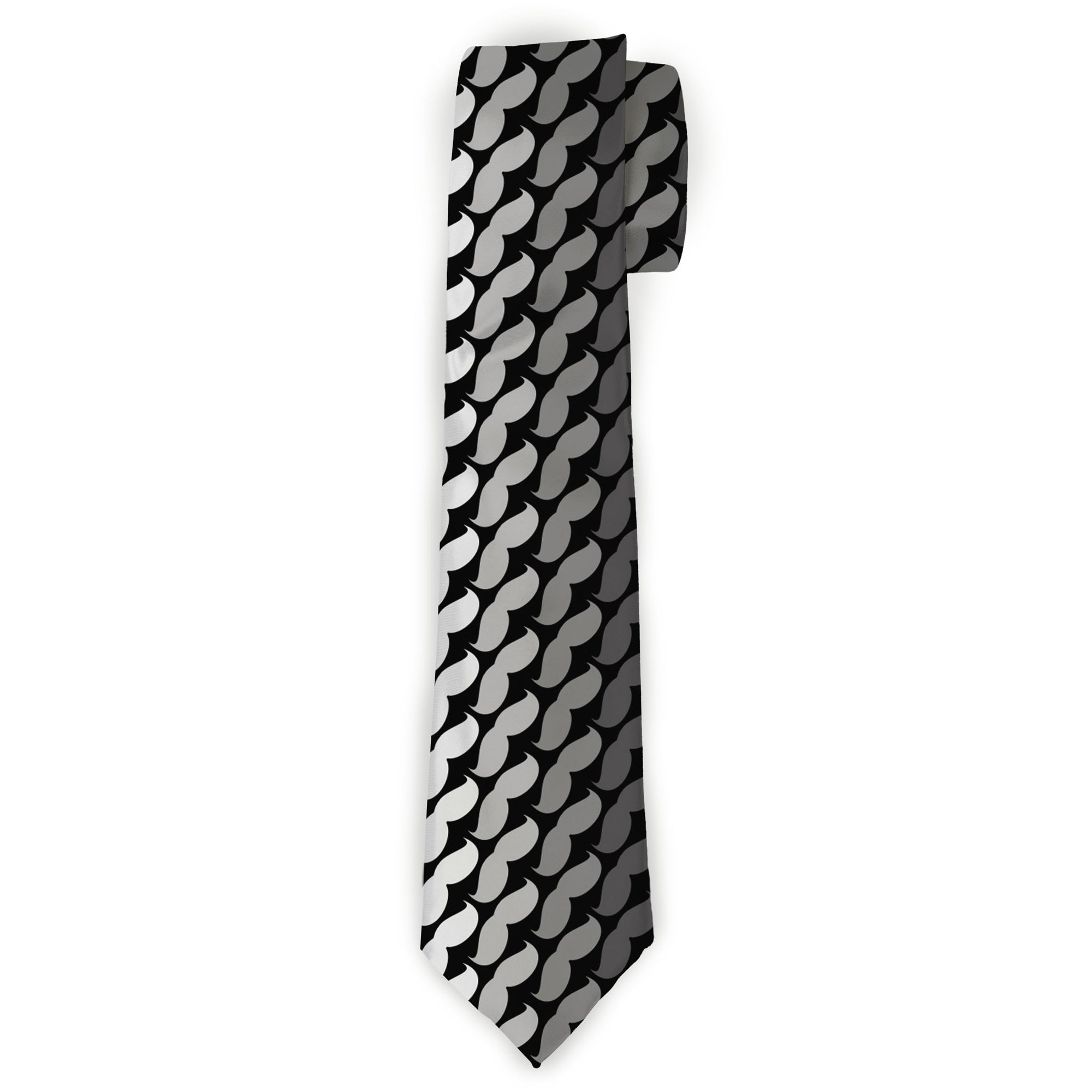 Buckle-Down Necktie - Mustache Monogram Black/Grays Neckties Buckle-Down
