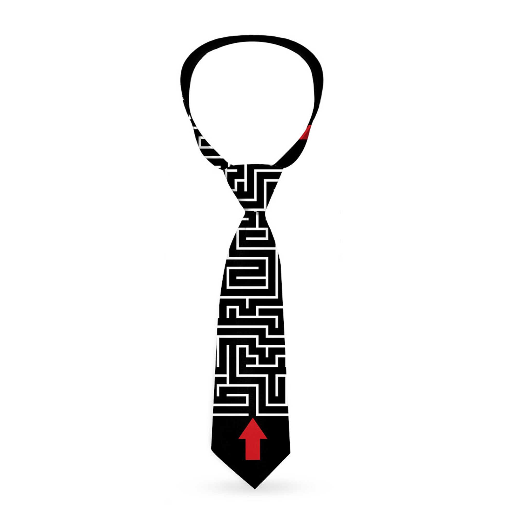 Buckle-Down Necktie - Maze Black/White/Red Neckties Buckle-Down