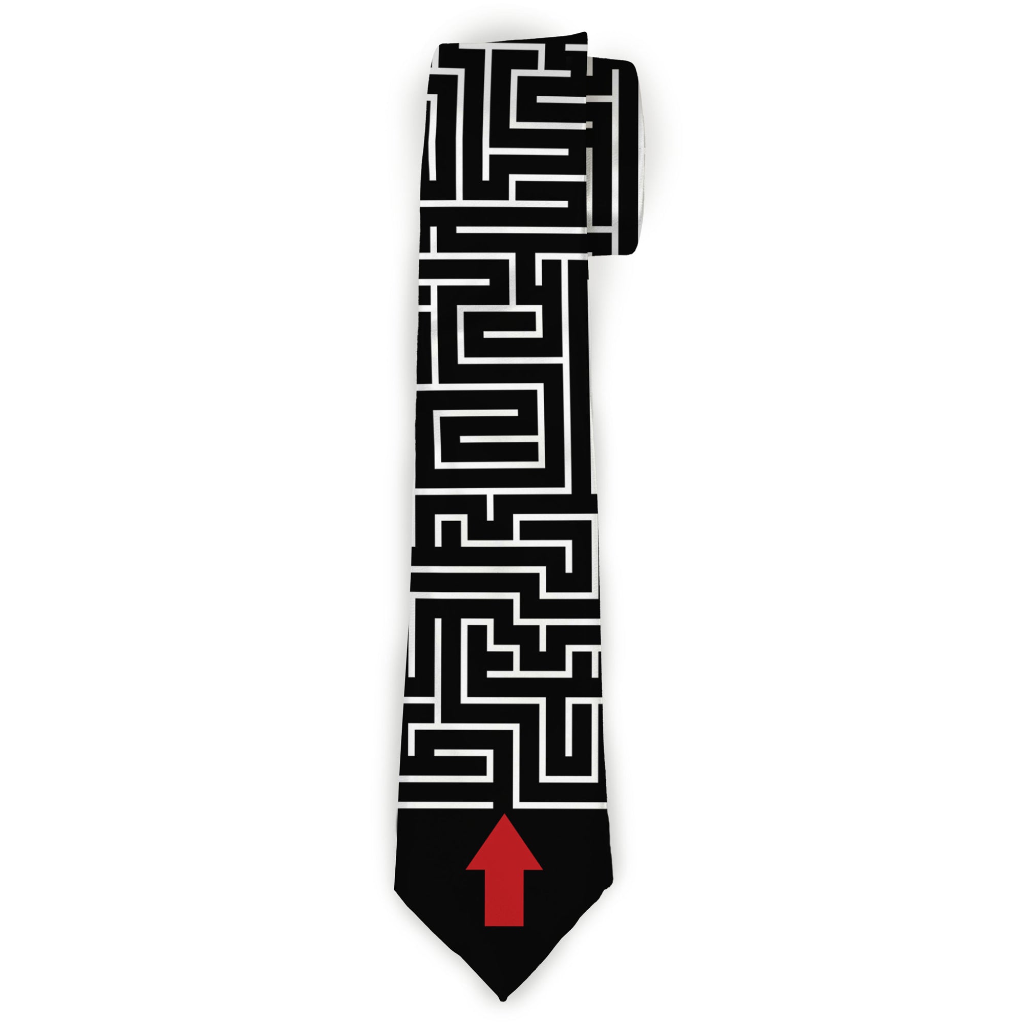 Buckle-Down Necktie - Maze Black/White/Red Neckties Buckle-Down