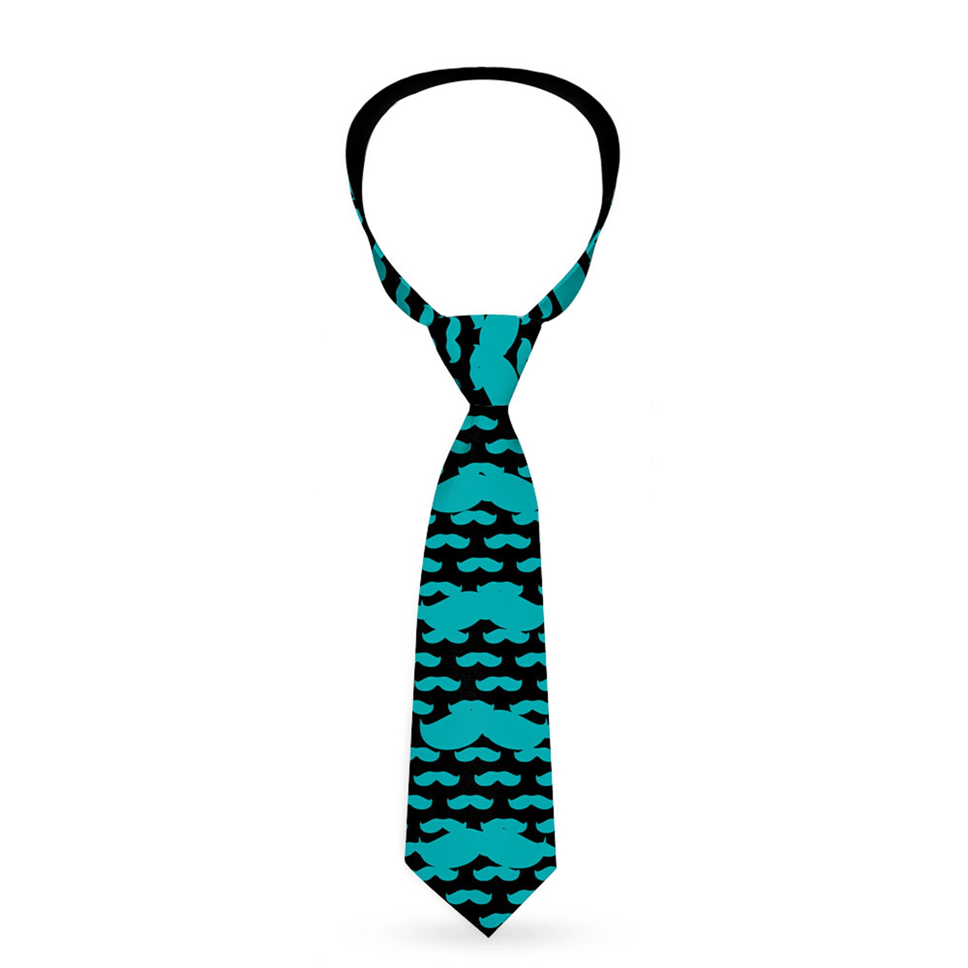 Buckle-Down Necktie - Mustaches Mini/Single Repeat Black/Turquoise Neckties Buckle-Down