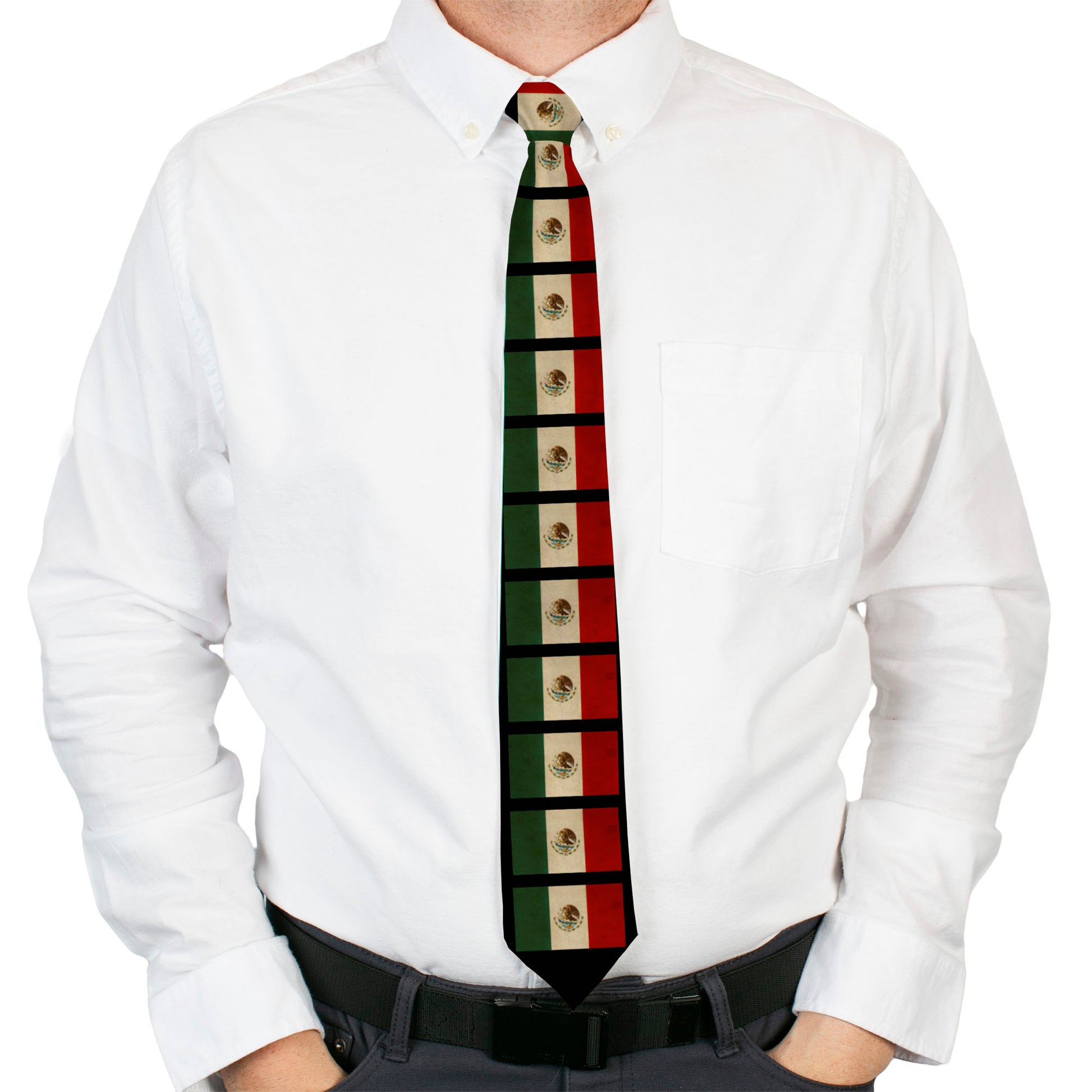 Buckle-Down Necktie - Mexico Flag Distressed Neckties Buckle-Down