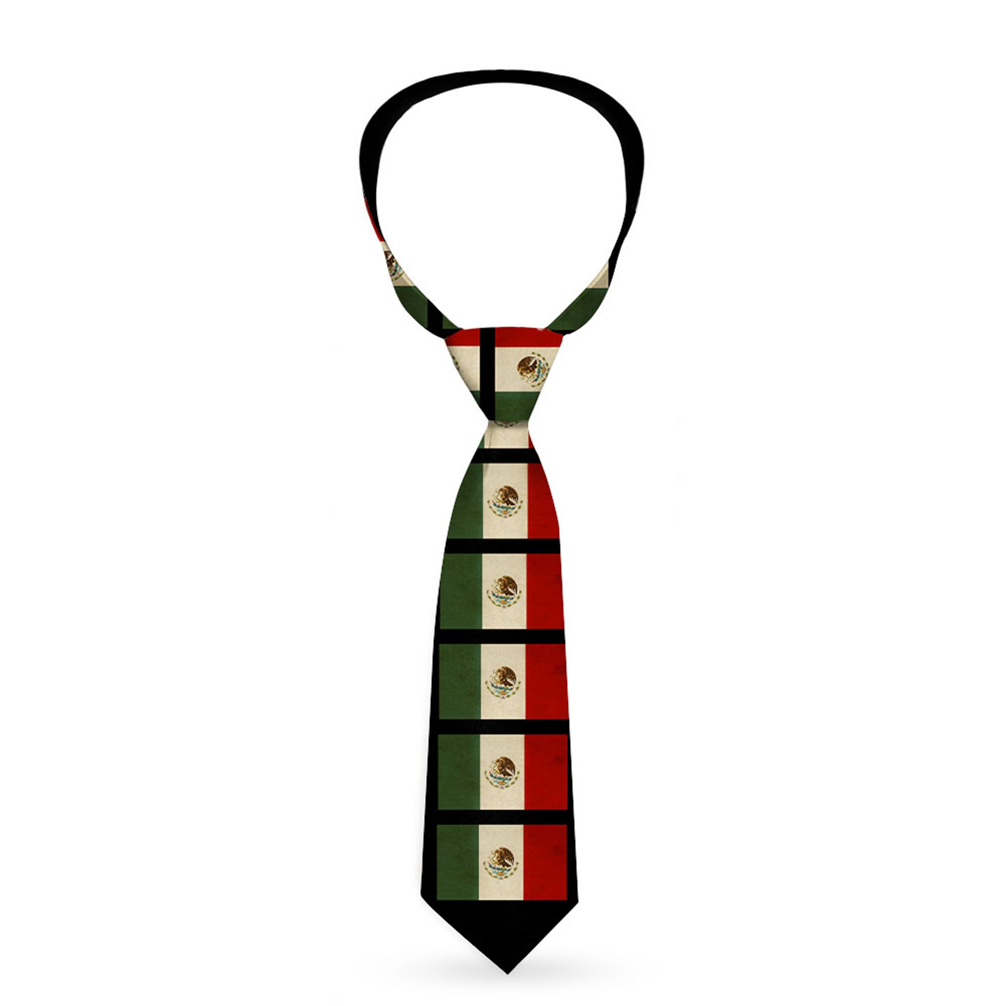 Buckle-Down Necktie - Mexico Flag Distressed Neckties Buckle-Down
