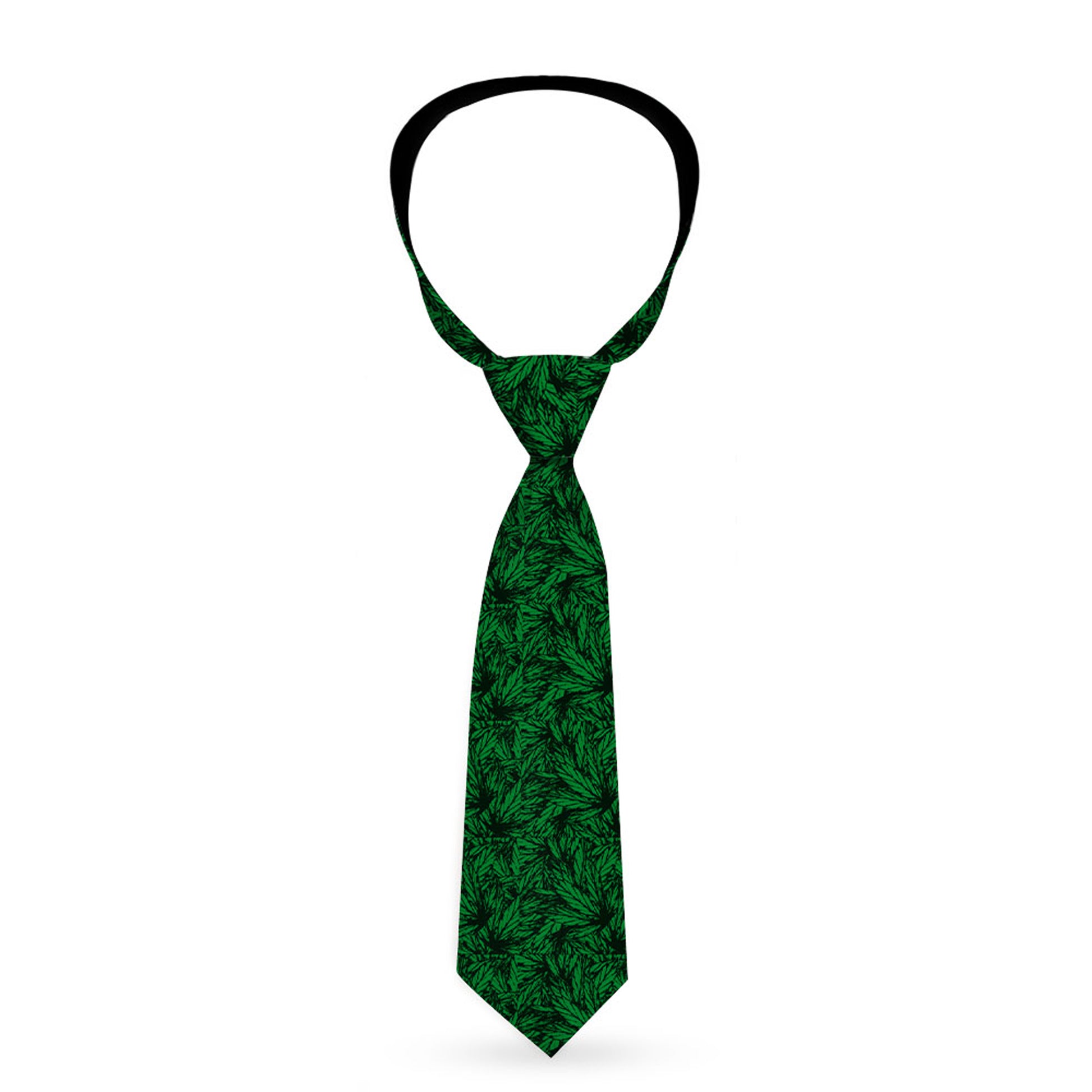 Buckle-Down Necktie - Marijuana Leaves Stacked Black/Green Neckties Buckle-Down