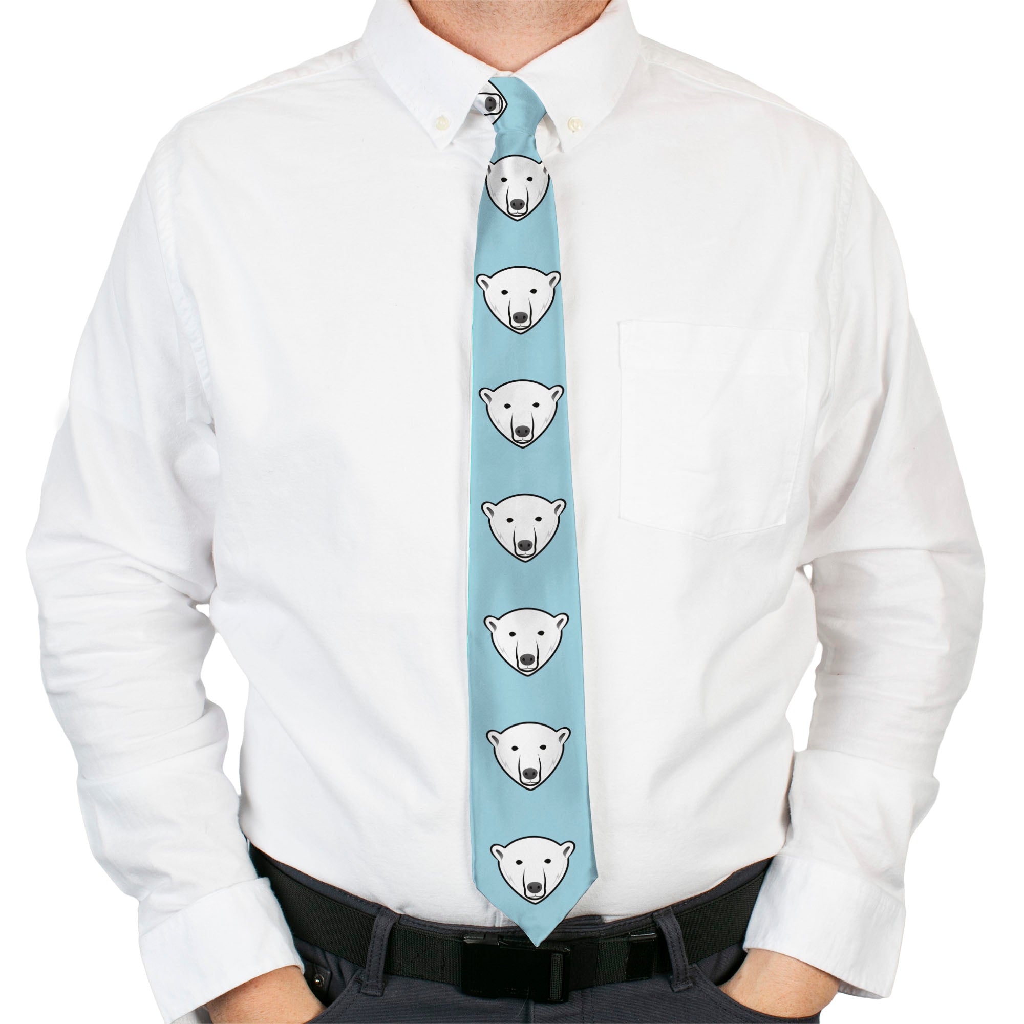Buckle-Down Necktie - Polar Bear Repeat Baby Blue Neckties Buckle-Down