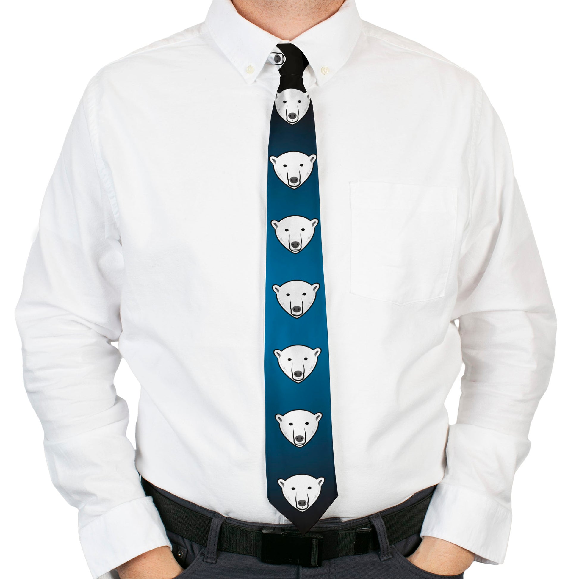 Buckle-Down Necktie - Polar Bear Repeat Black/Blue Fade Neckties Buckle-Down