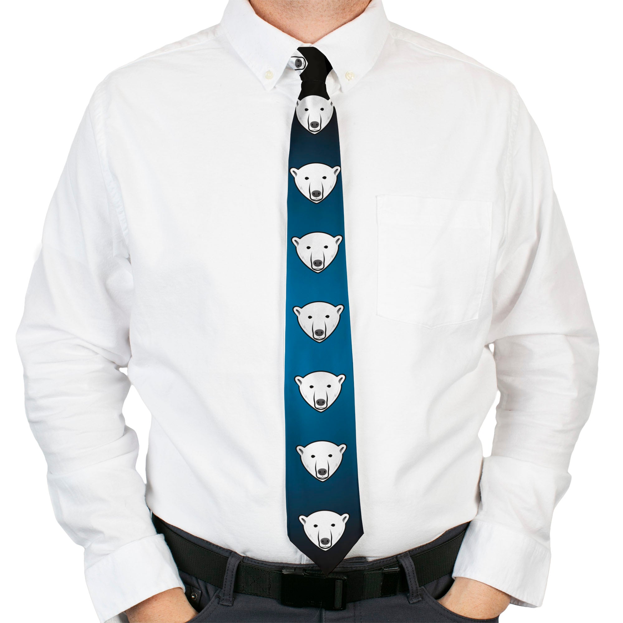 Buckle-Down Necktie - Polar Bear Repeat Black/Blue Fade Neckties Buckle-Down