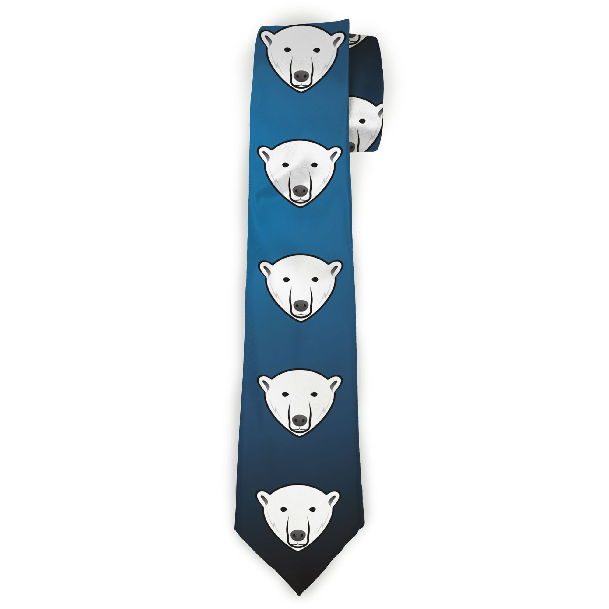 Buckle-Down Necktie - Polar Bear Repeat Black/Blue Fade Neckties Buckle-Down
