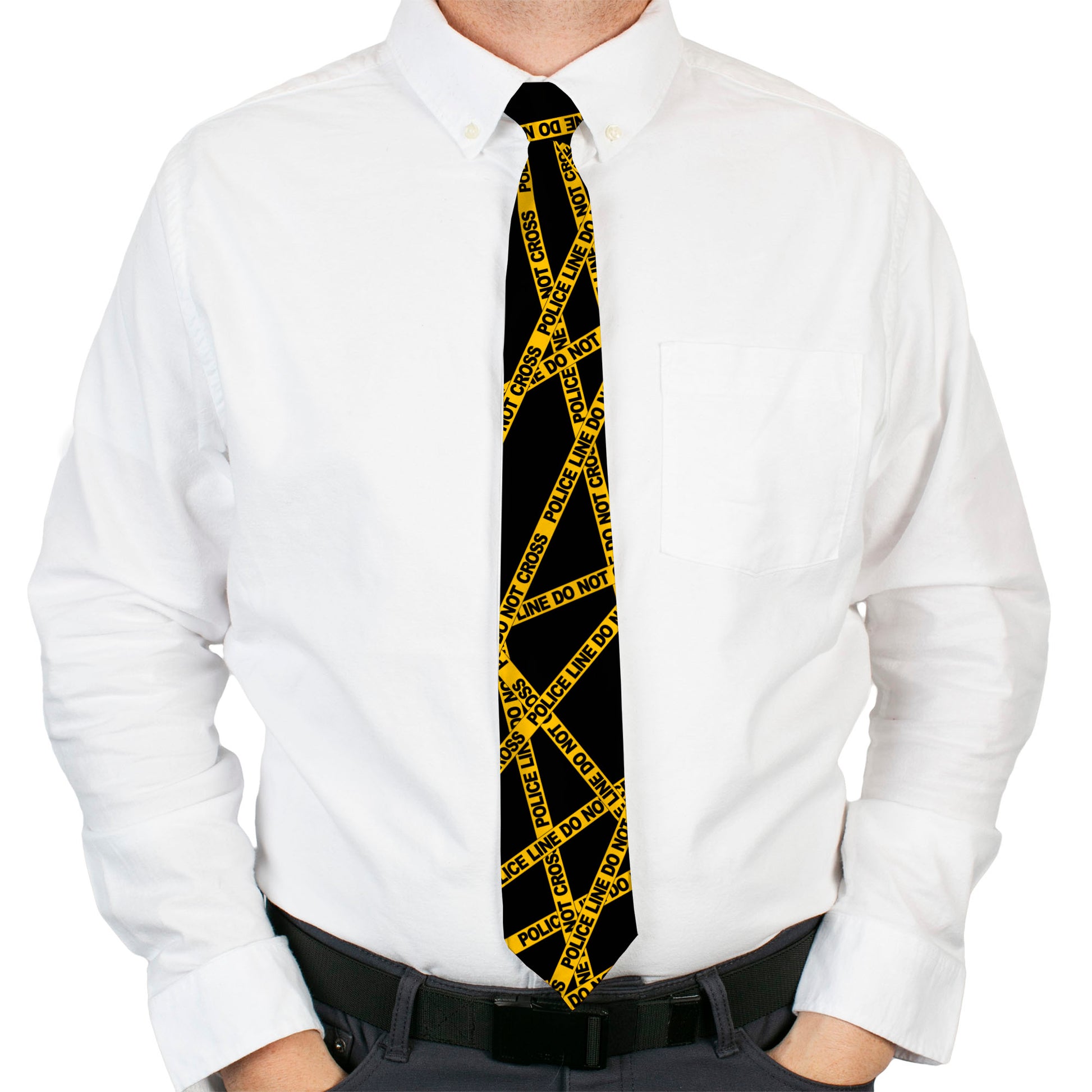 Buckle-Down Necktie - Police Line Black/Yellow Neckties Buckle-Down