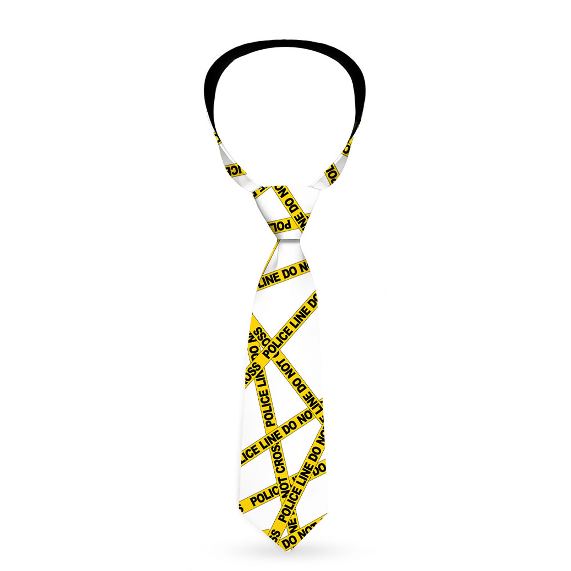 Buckle-Down Necktie - Police Line White/Yellow Neckties Buckle-Down