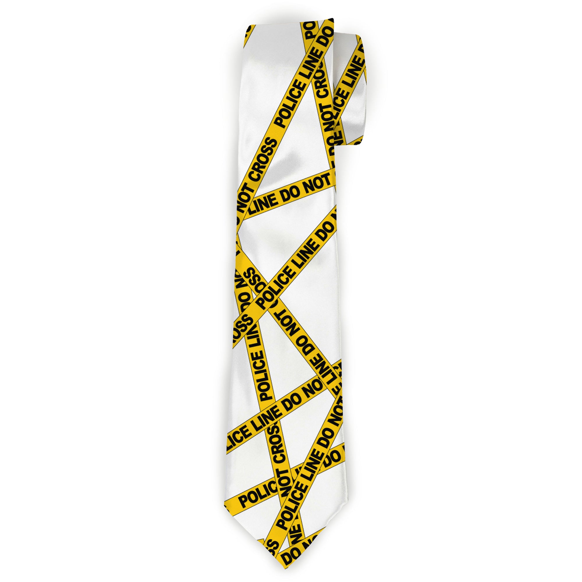 Buckle-Down Necktie - Police Line White/Yellow Neckties Buckle-Down
