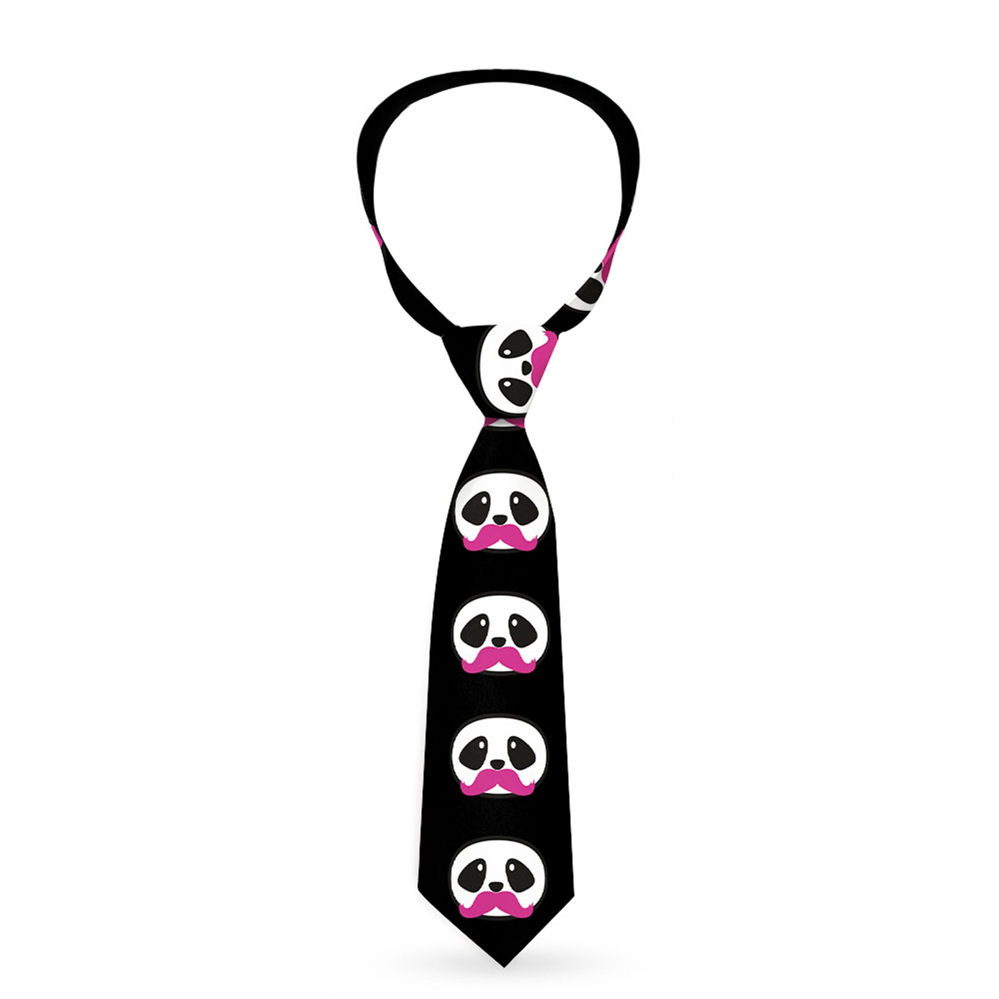 Buckle-Down Necktie - Panda Face w/Pink Mustache Neckties Buckle-Down