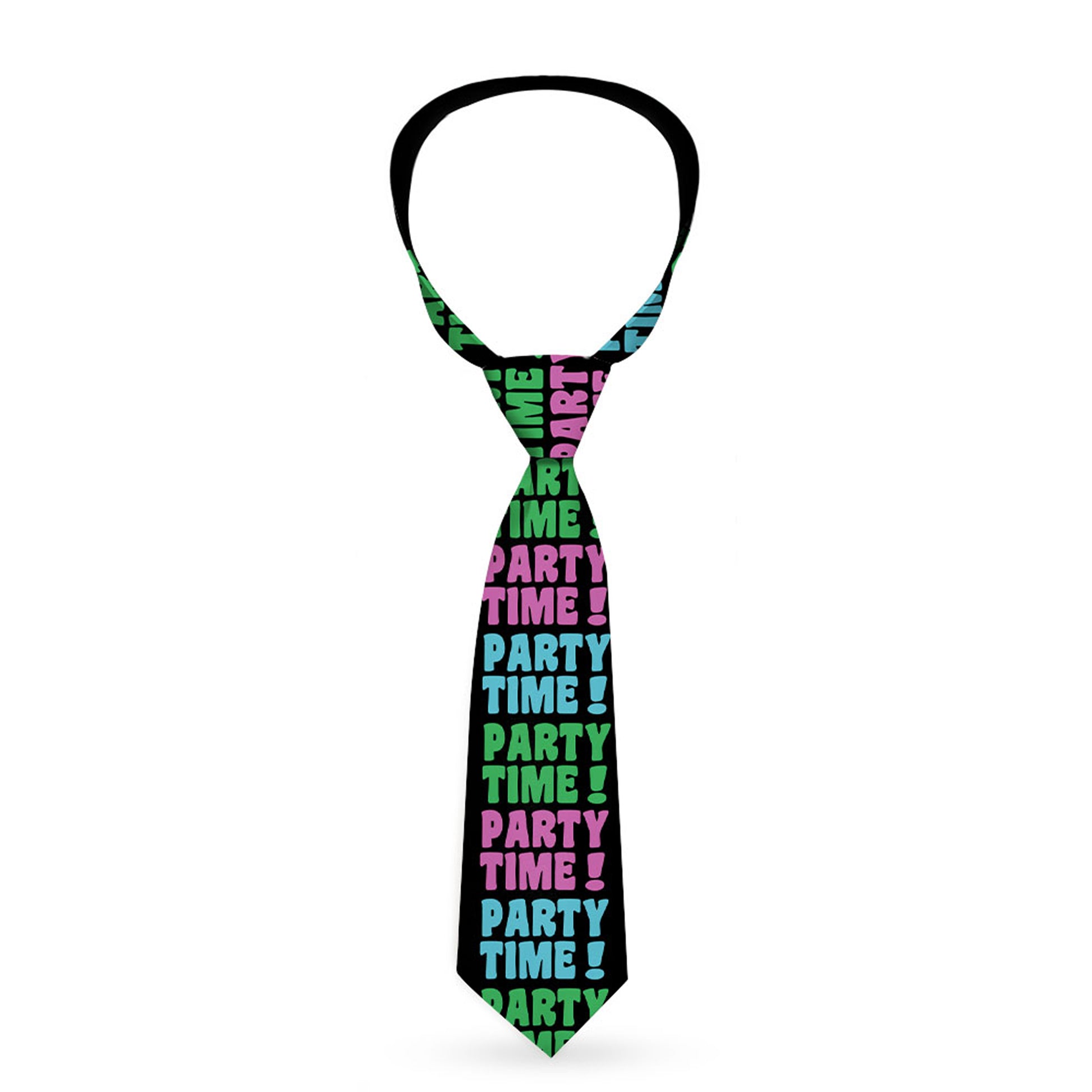 Buckle-Down Necktie - PARTY TIME! Black/Green/Turquoise/Fuchsia Neckties Buckle-Down