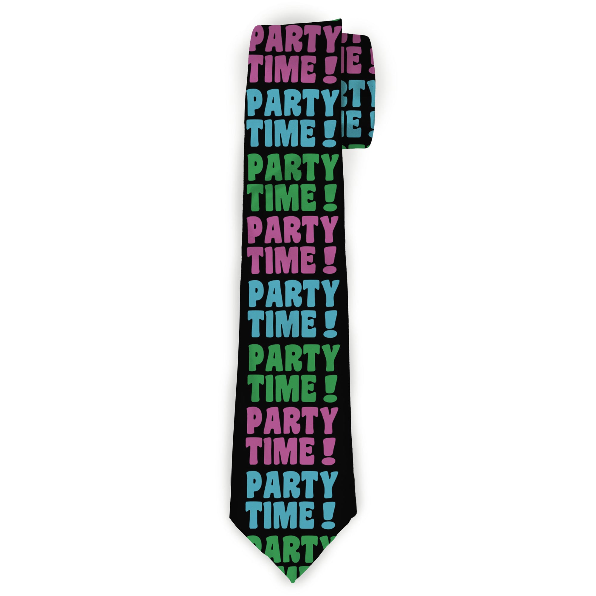 Buckle-Down Necktie - PARTY TIME! Black/Green/Turquoise/Fuchsia Neckties Buckle-Down