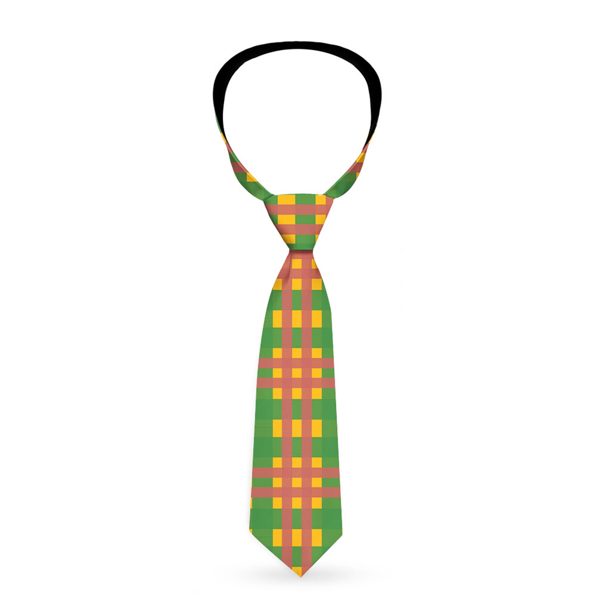 Buckle-Down Necktie - Plaid Gold/Green/Pink Neckties Buckle-Down