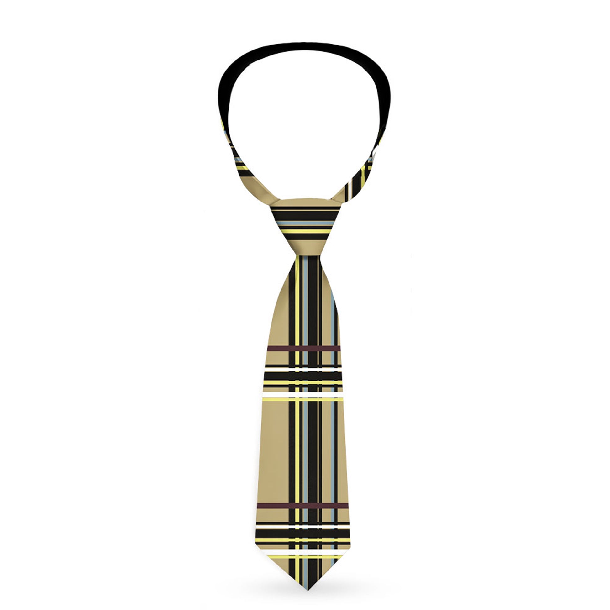 Buckle-Down Necktie - Plaid Tan Neckties Buckle-Down