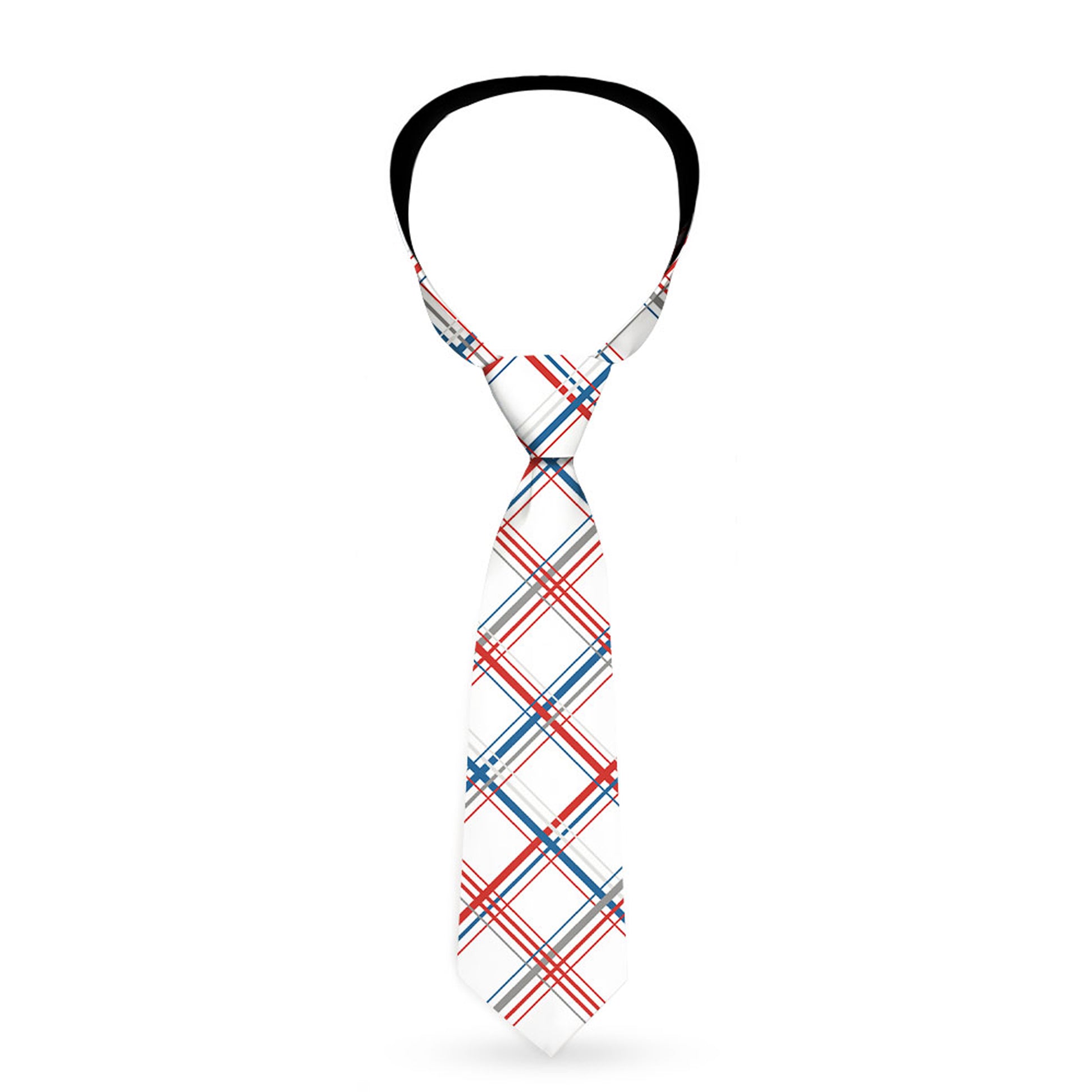 Buckle-Down Necktie - Plaid X White/Red/Turquoise/Gray Neckties Buckle-Down