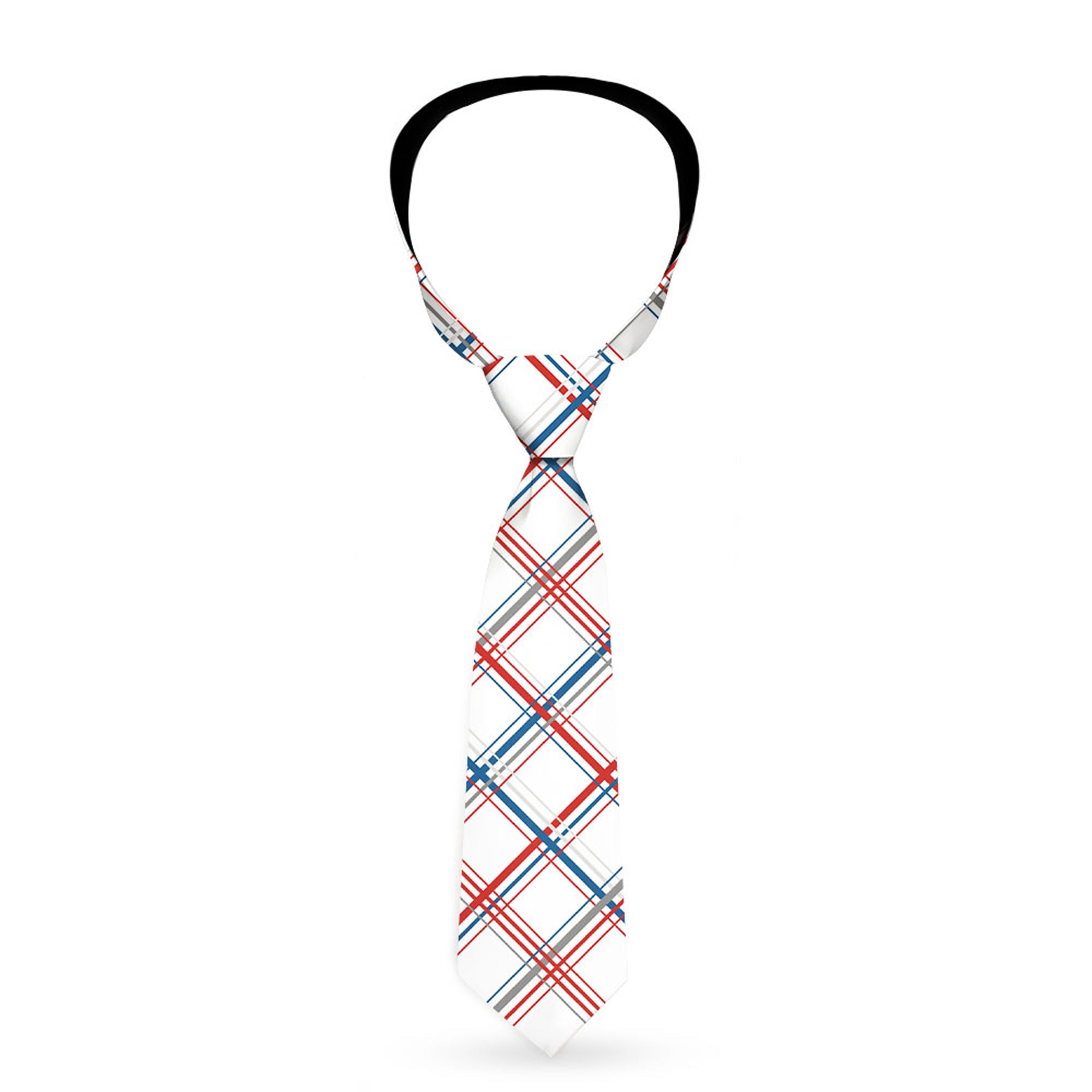 Buckle-Down Necktie - Plaid X White/Red/Turquoise/Gray Neckties Buckle-Down