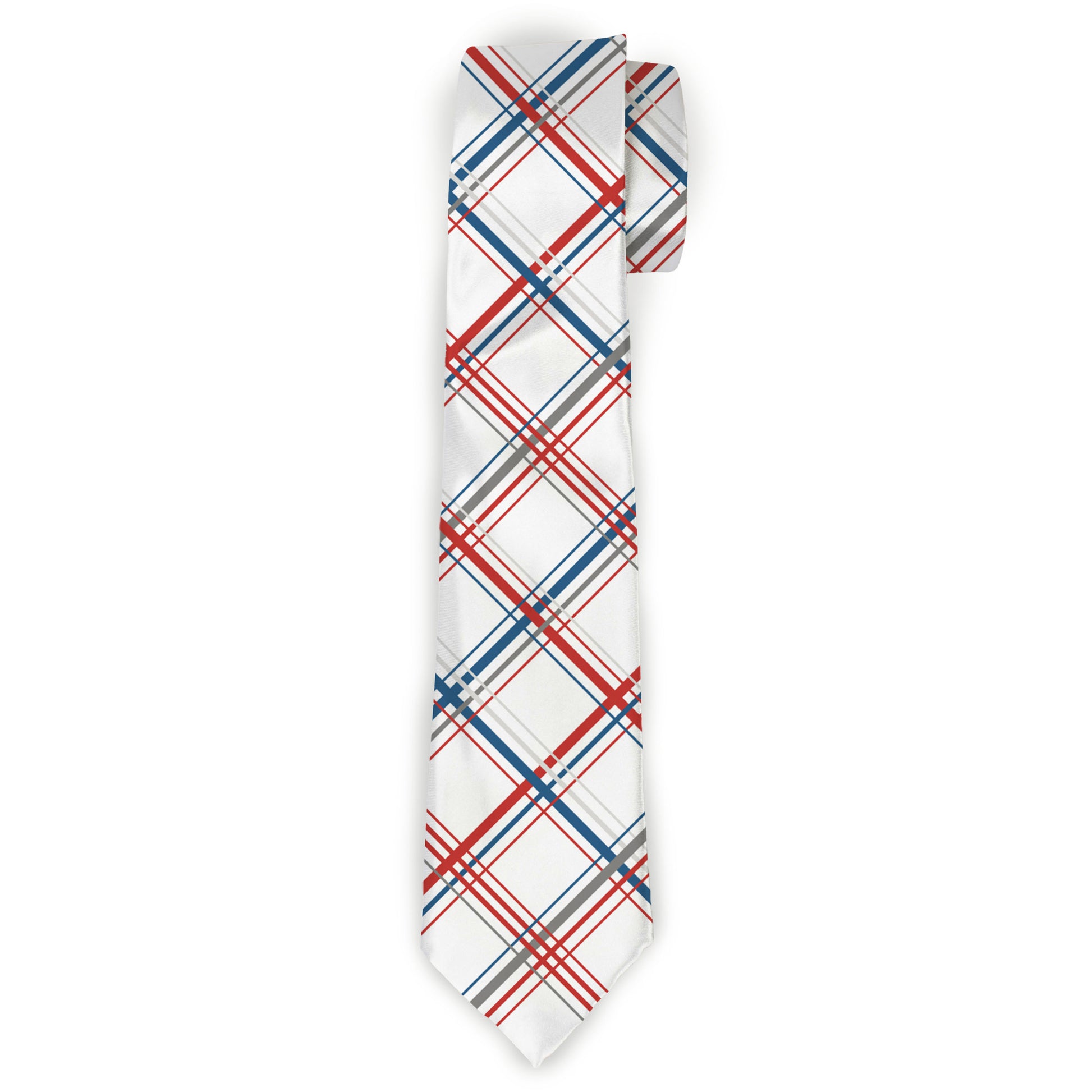 Buckle-Down Necktie - Plaid X White/Red/Turquoise/Gray Neckties Buckle-Down