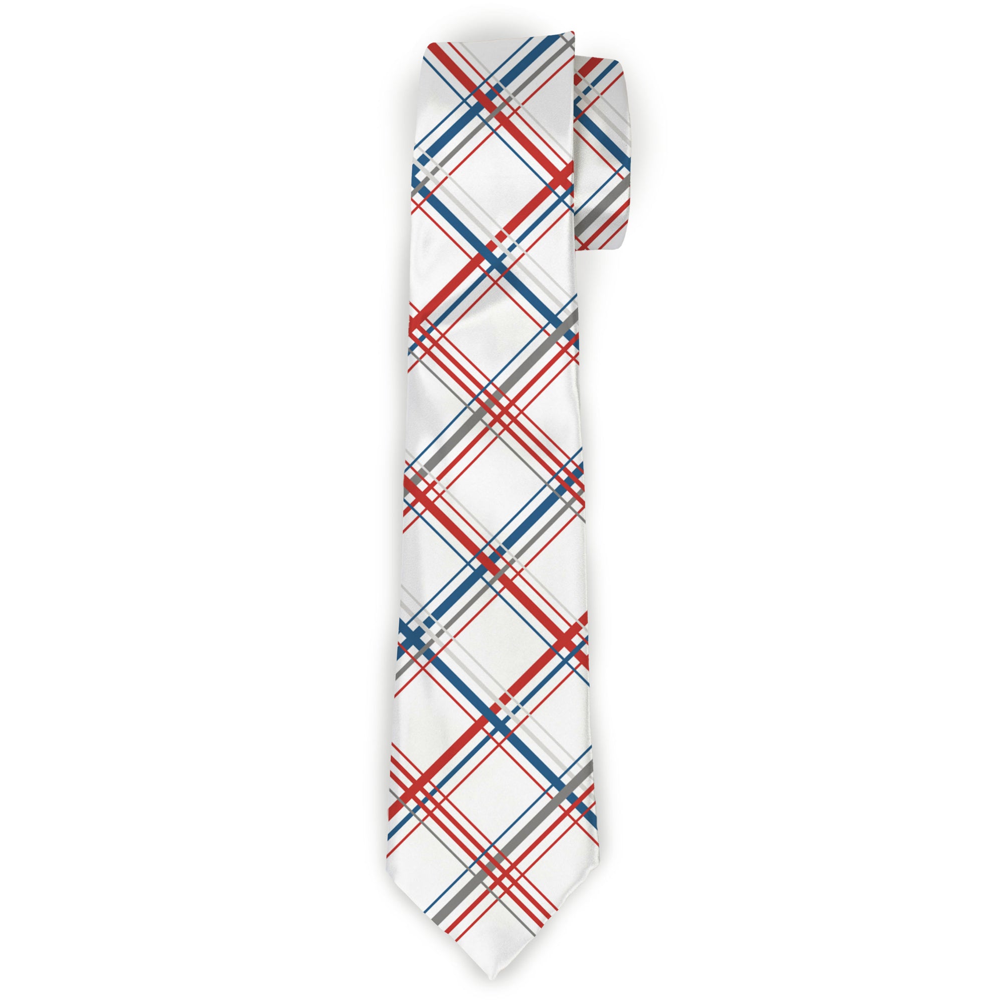 Buckle-Down Necktie - Plaid X White/Red/Turquoise/Gray Neckties Buckle-Down