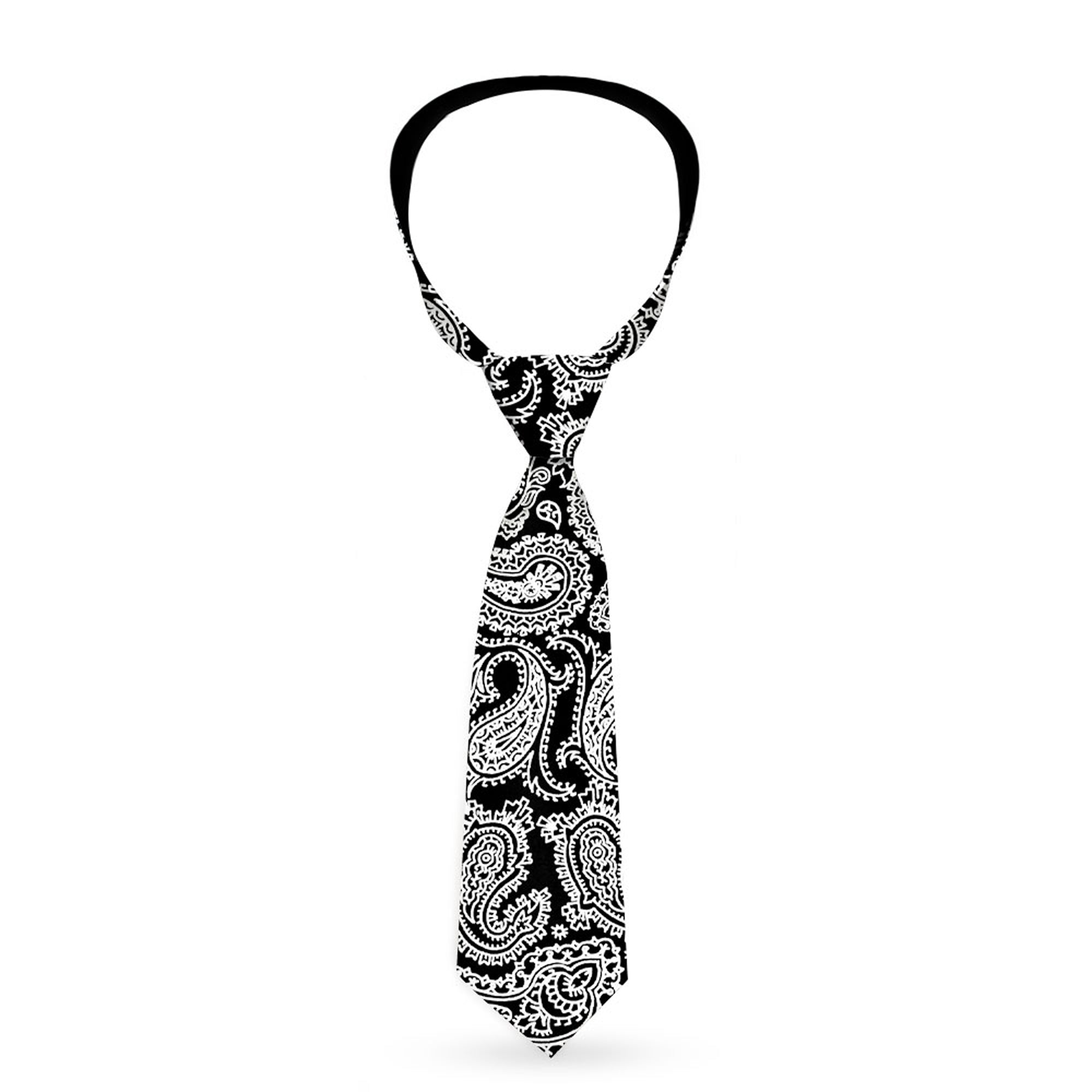 Buckle-Down Necktie - Paisley2 Black/White Neckties Buckle-Down