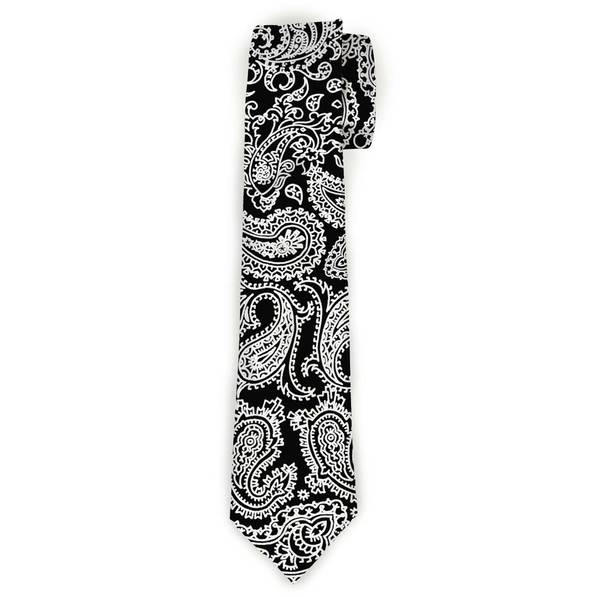 Buckle-Down Necktie - Paisley2 Black/White Neckties Buckle-Down