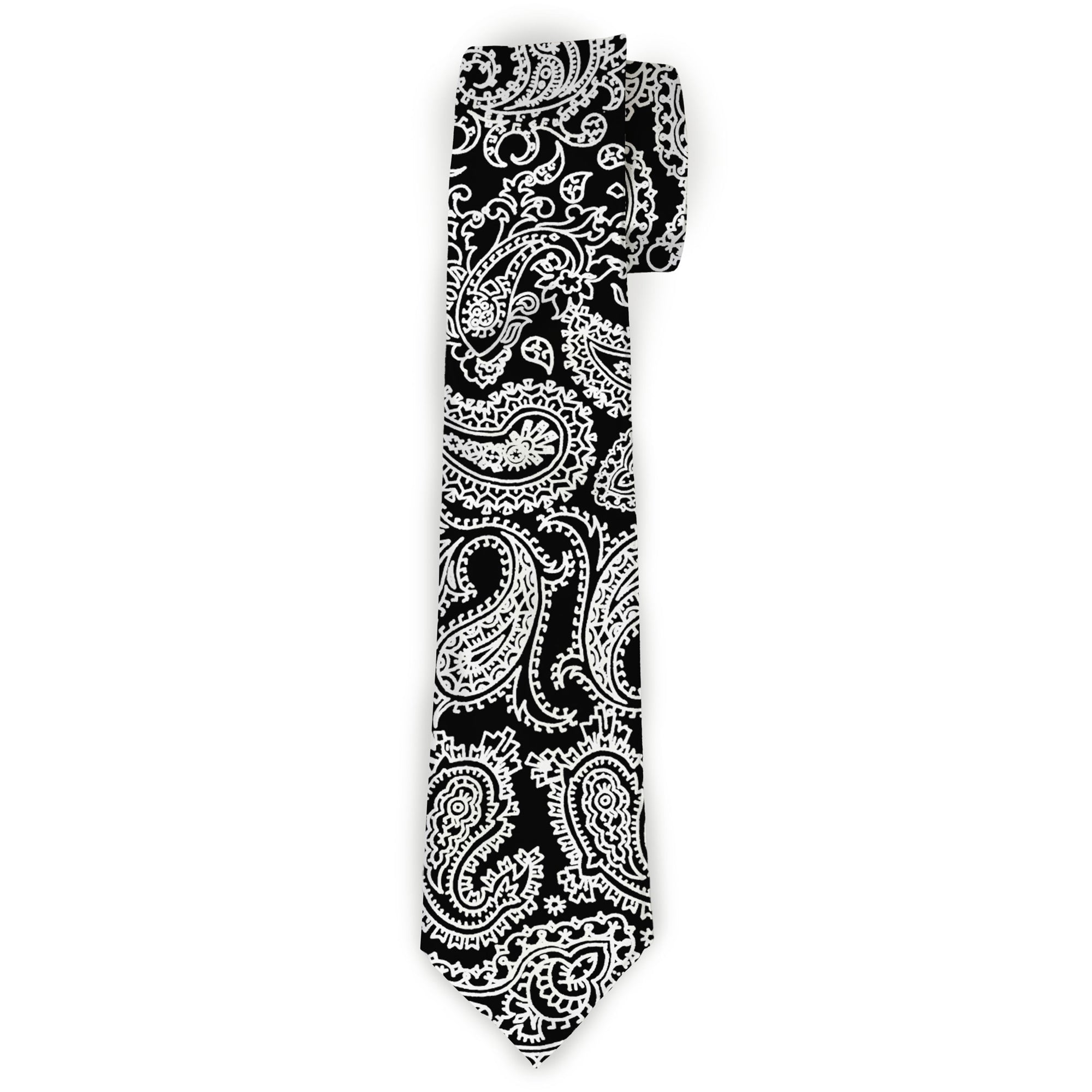 Buckle-Down Necktie - Paisley2 Black/White Neckties Buckle-Down