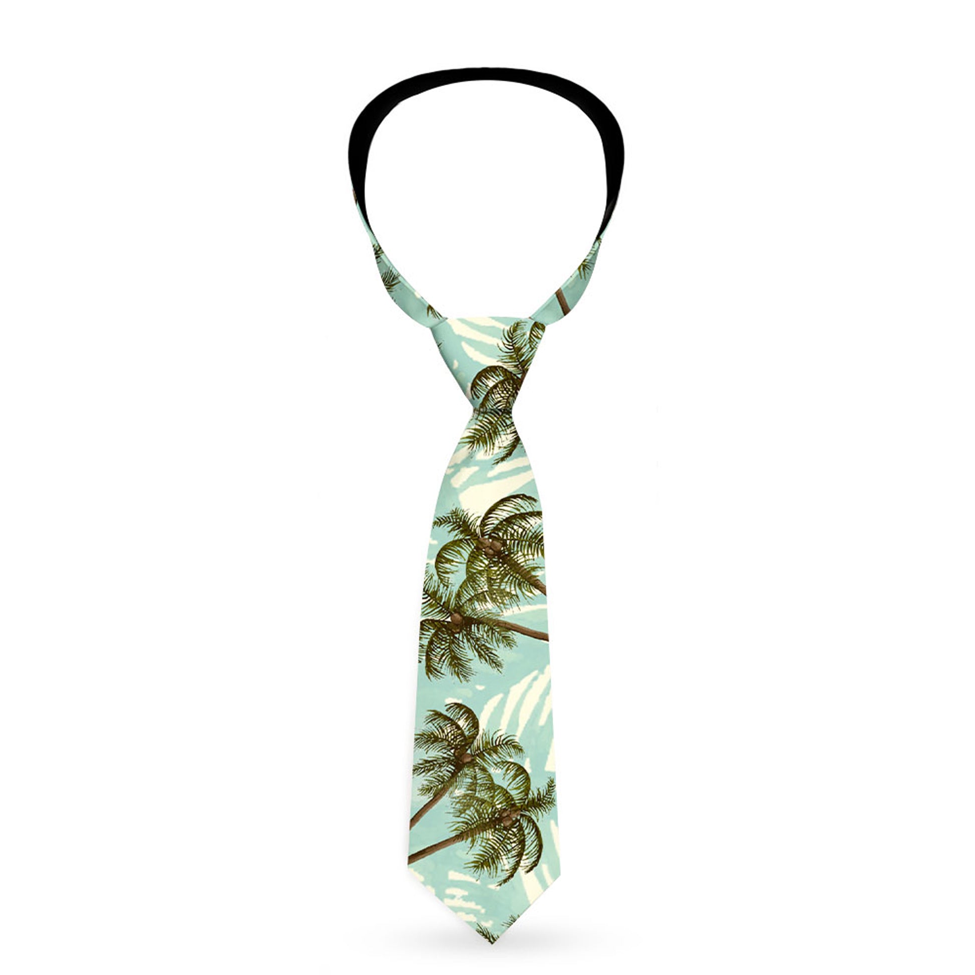 Buckle-Down Necktie - Palm Trees Swaying Tan/Teal Neckties Buckle-Down