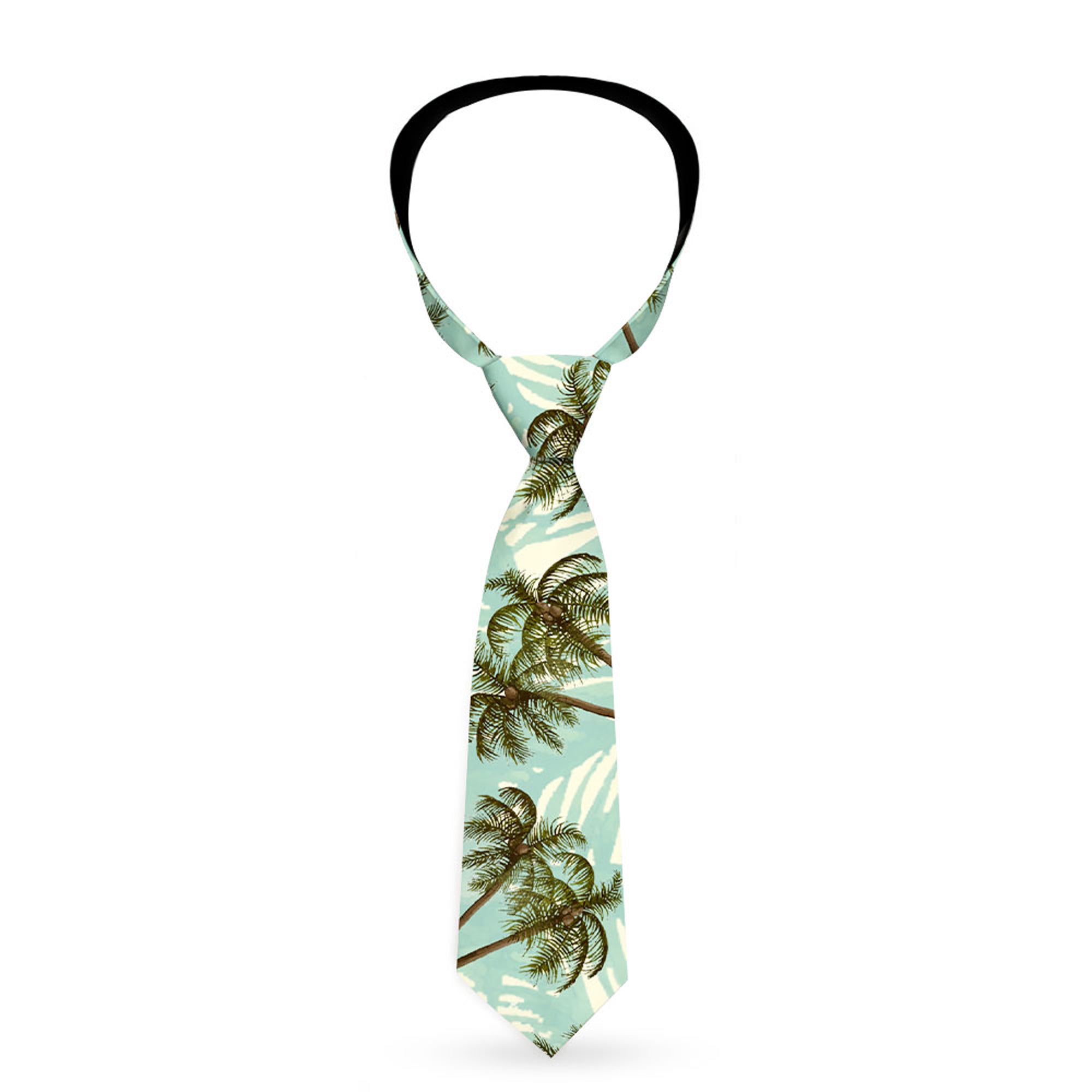 Buckle-Down Necktie - Palm Trees Swaying Tan/Teal Neckties Buckle-Down