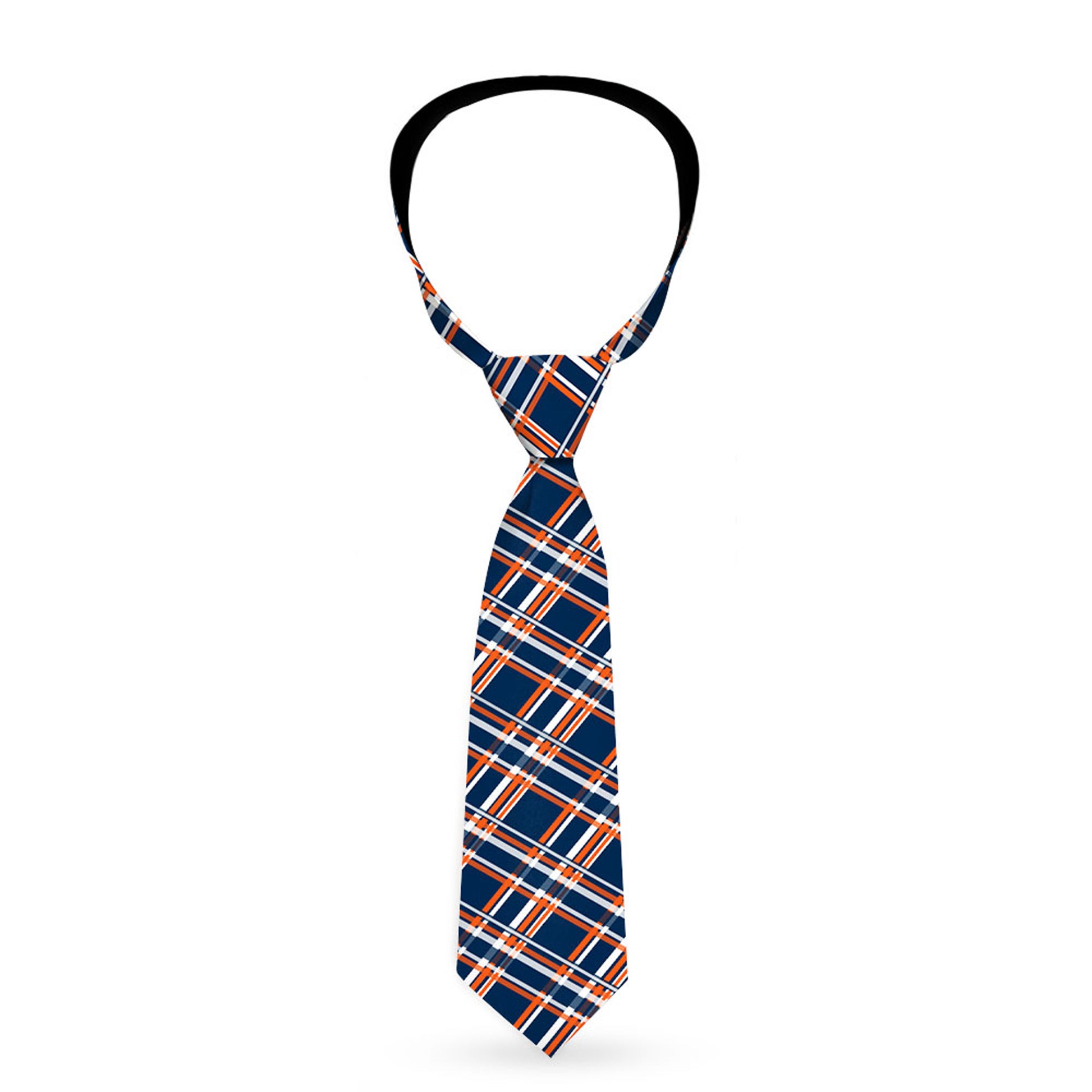 Buckle-Down Necktie - Plaid X3 Navy/Orange/White Neckties Buckle-Down