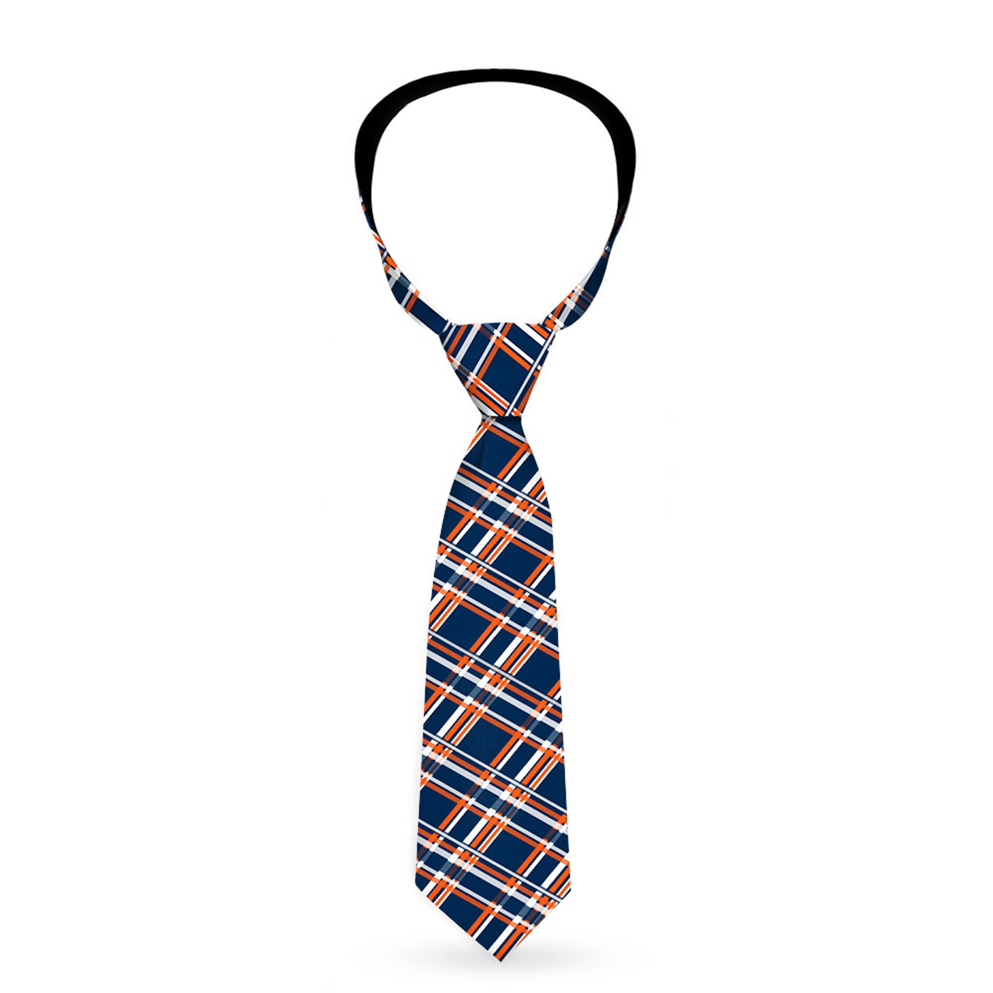 Buckle-Down Necktie - Plaid X3 Navy/Orange/White Neckties Buckle-Down