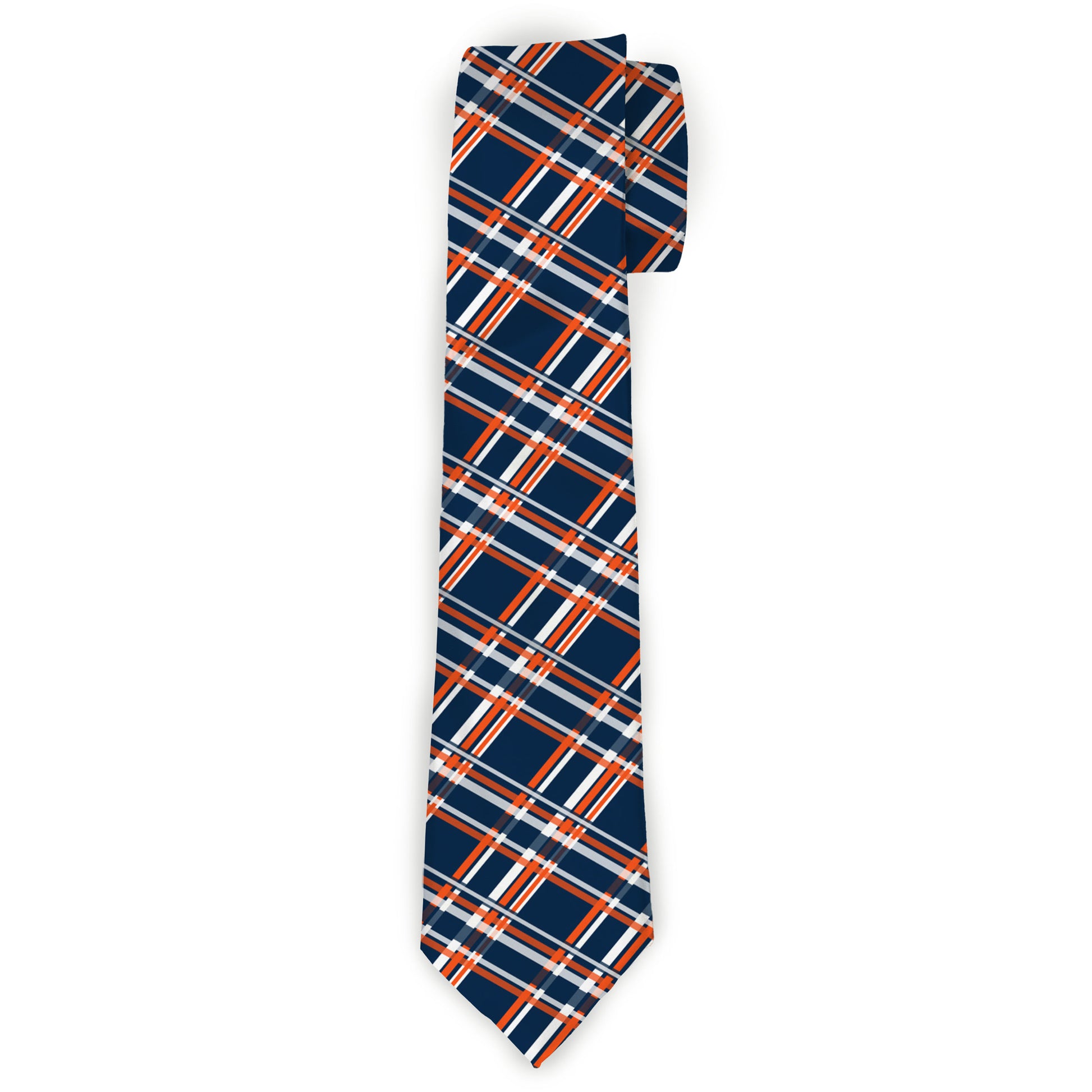Buckle-Down Necktie - Plaid X3 Navy/Orange/White Neckties Buckle-Down