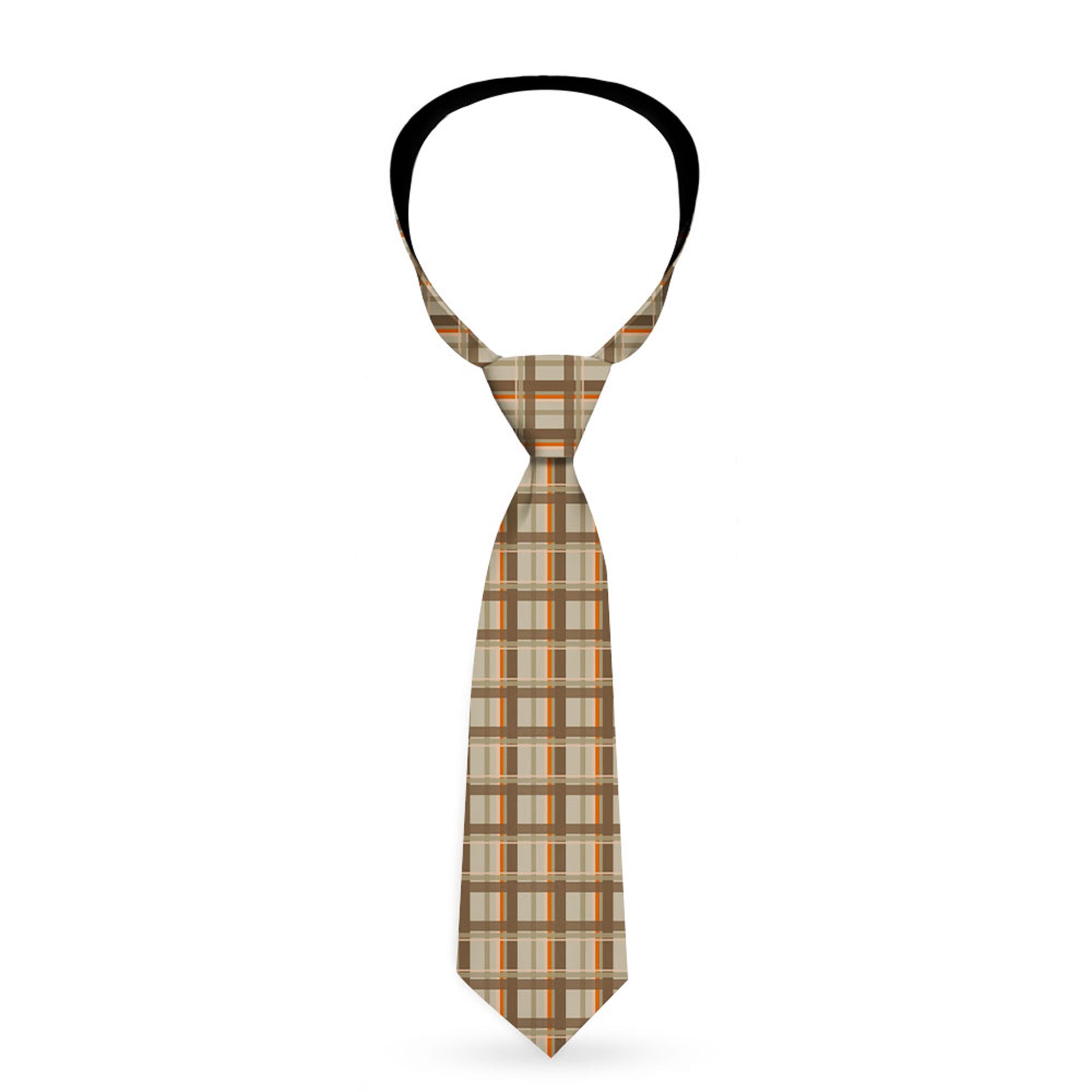 Buckle-Down Necktie - Plaid Tan Shades/Orange Neckties Buckle-Down