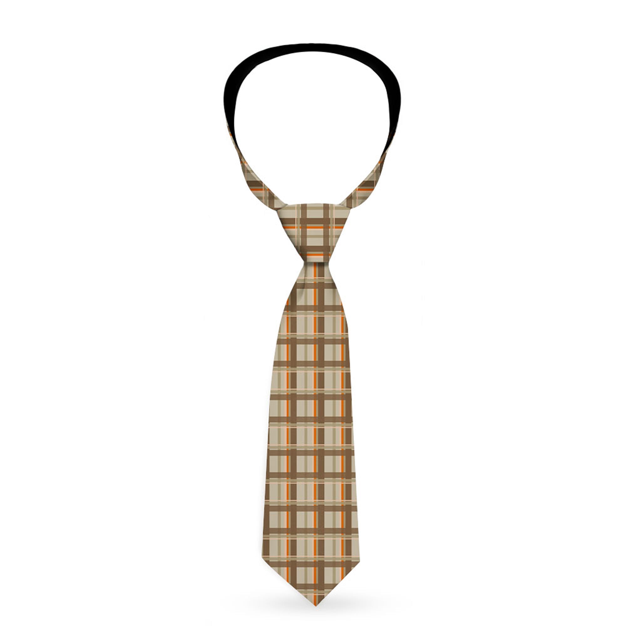 Buckle-Down Necktie - Plaid Tan Shades/Orange Neckties Buckle-Down