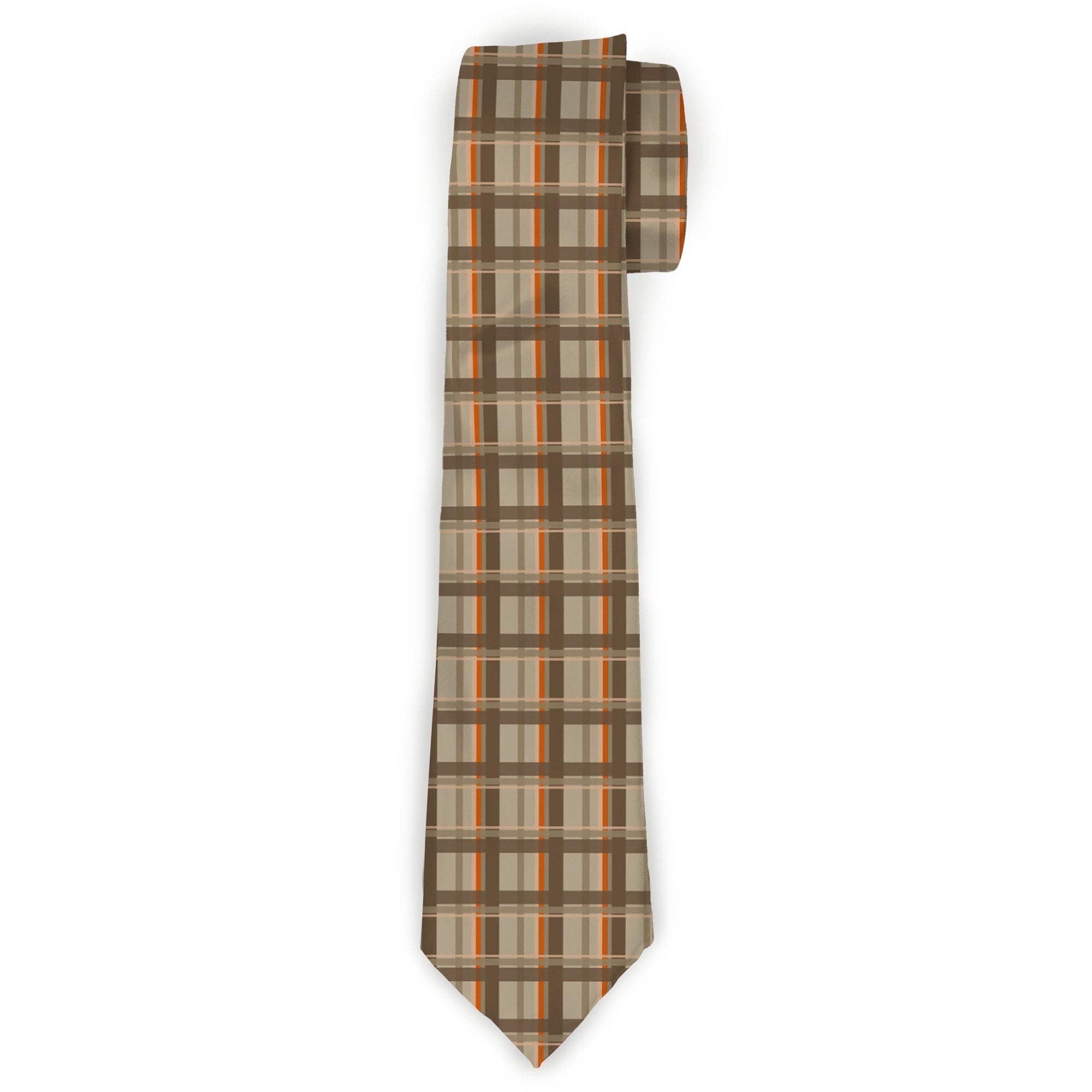 Buckle-Down Necktie - Plaid Tan Shades/Orange Neckties Buckle-Down