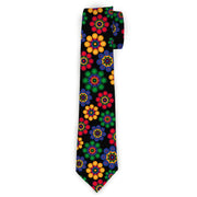 Buckle-Down Necktie - Psychedelic Daisies Black/Multi Color Neckties Buckle-Down