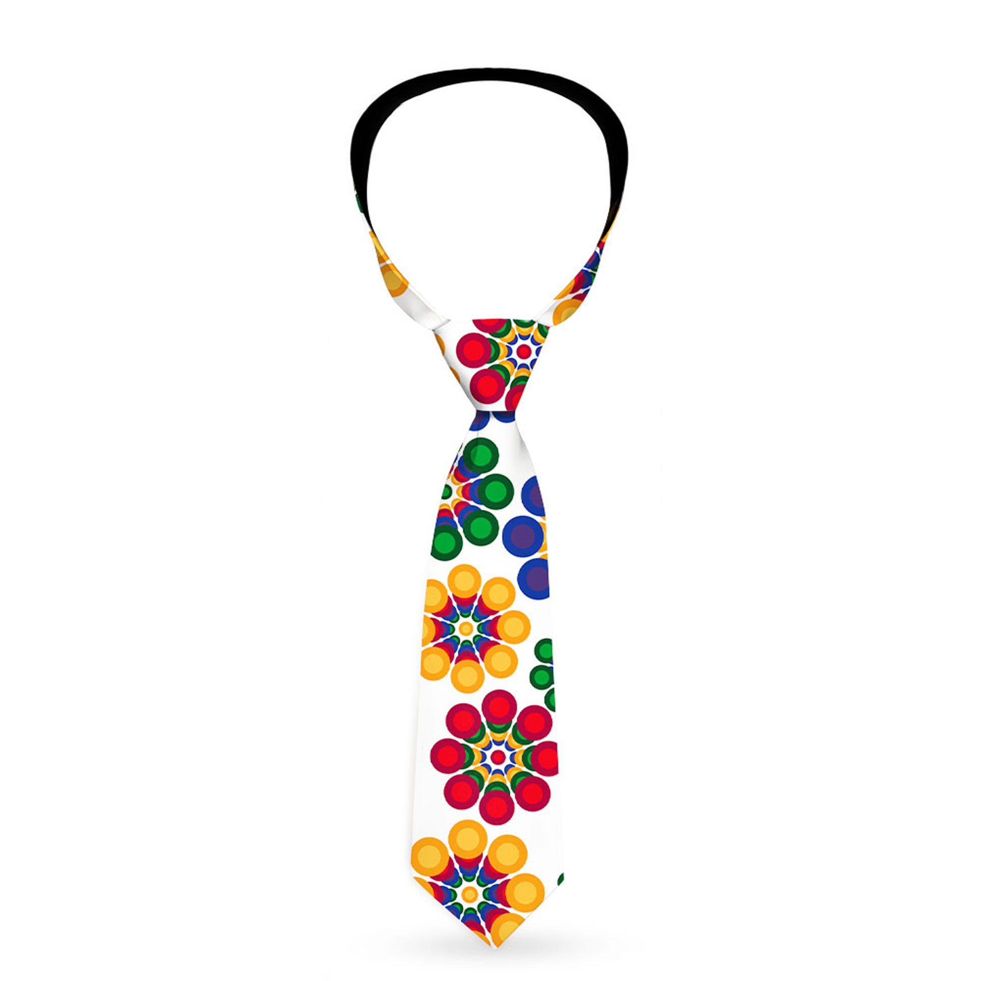 Buckle-Down Necktie - Psychedelic Daisies C/U White/Multi Color Neckties Buckle-Down