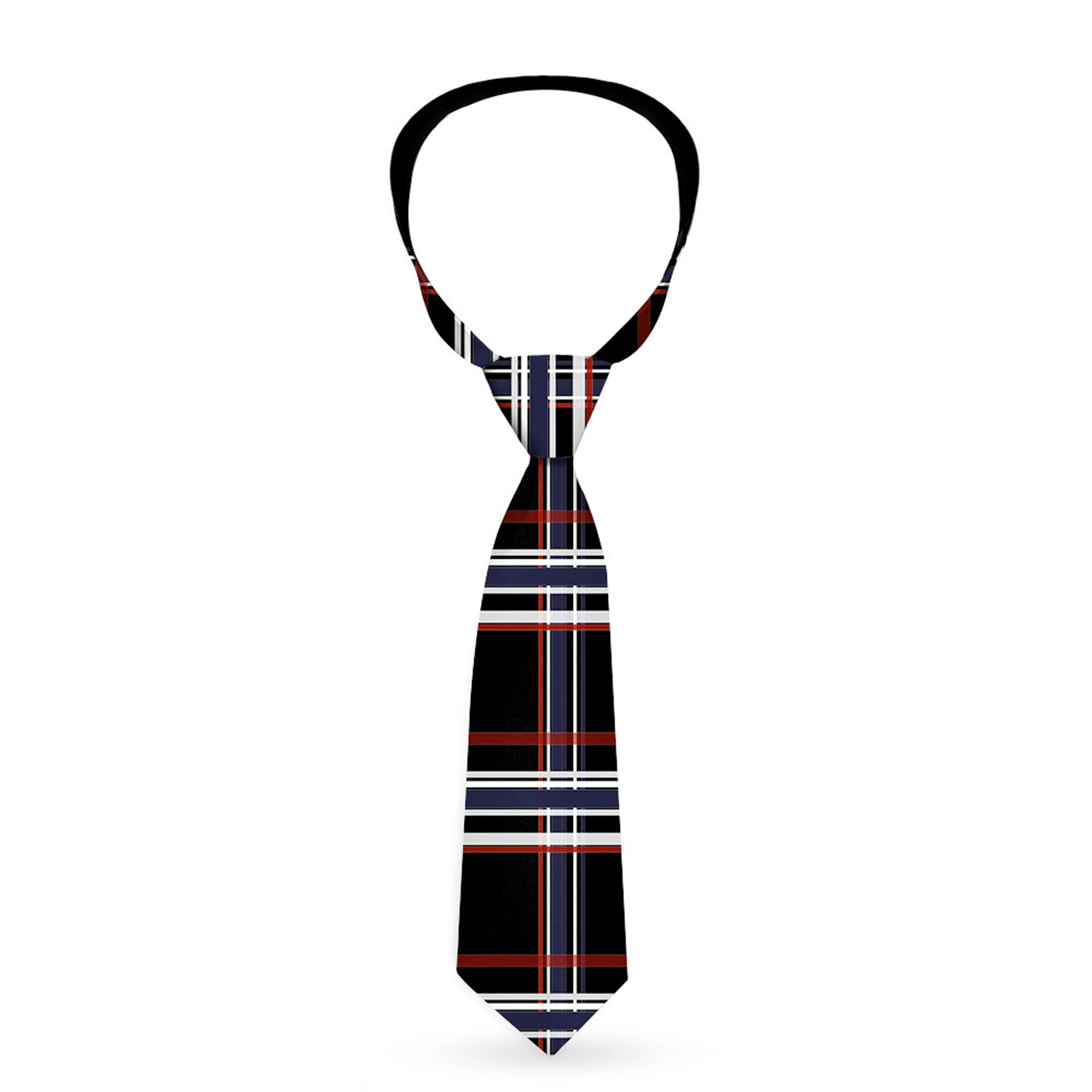 Buckle-Down Necktie - Plaid Black/Red/White/Blue Neckties Buckle-Down