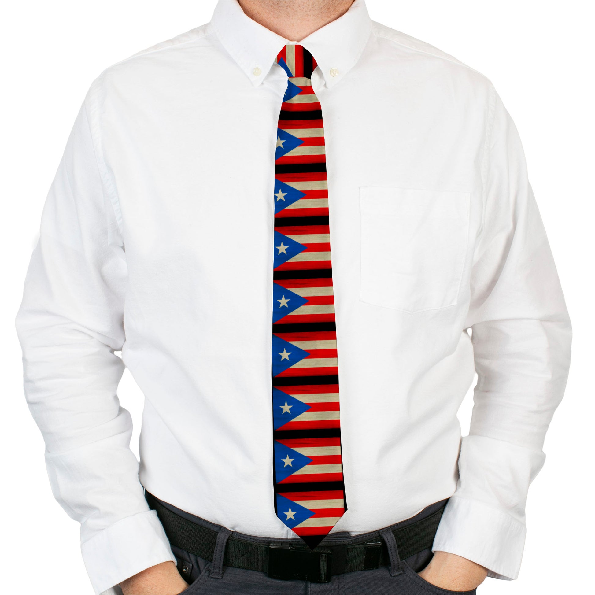 Buckle-Down Necktie - Puerto Rico Flag Weathered Neckties Buckle-Down