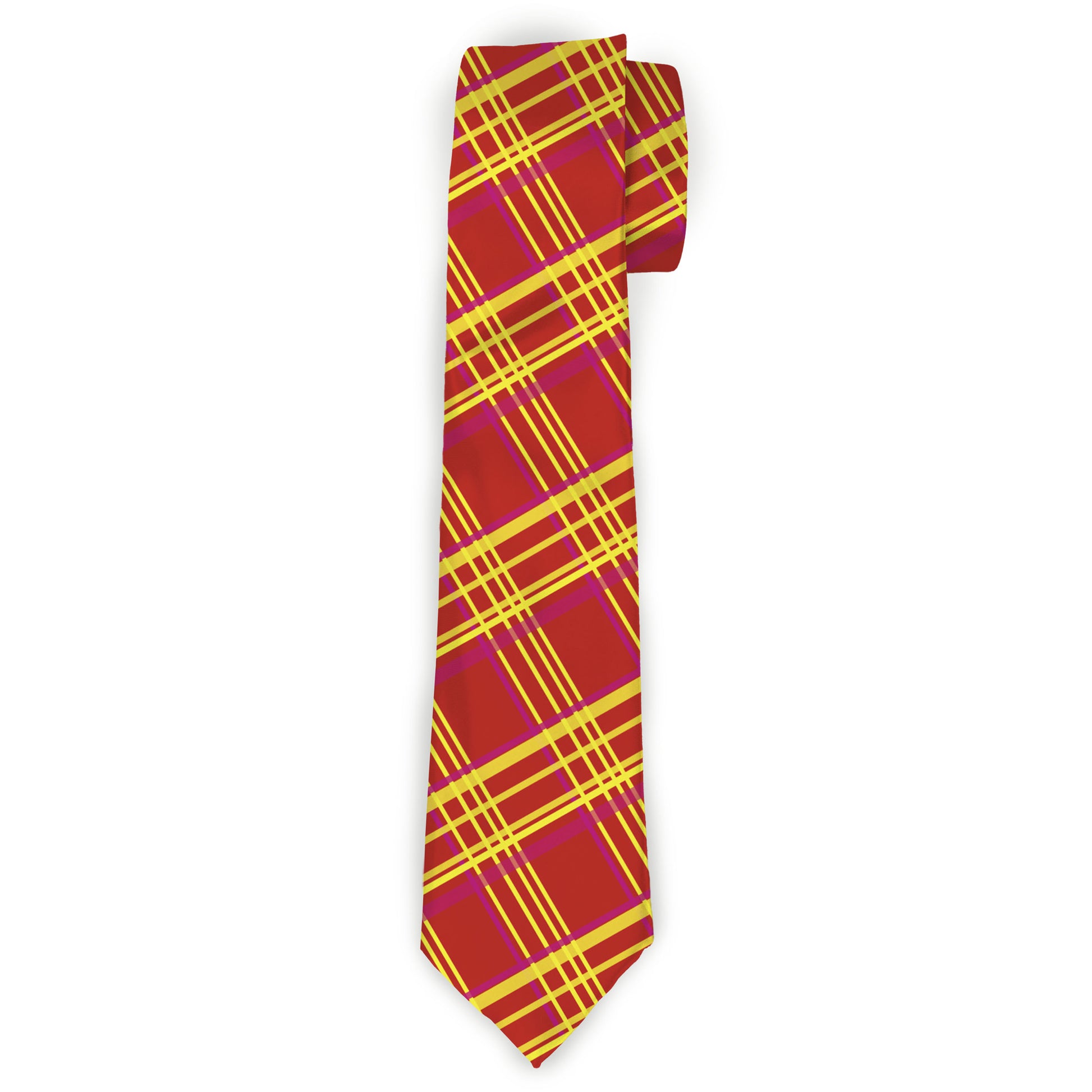 Necktie Standard - Plaid X4 Fluorescent Oranges/Pinks/Yellow Neckties Buckle-Down
