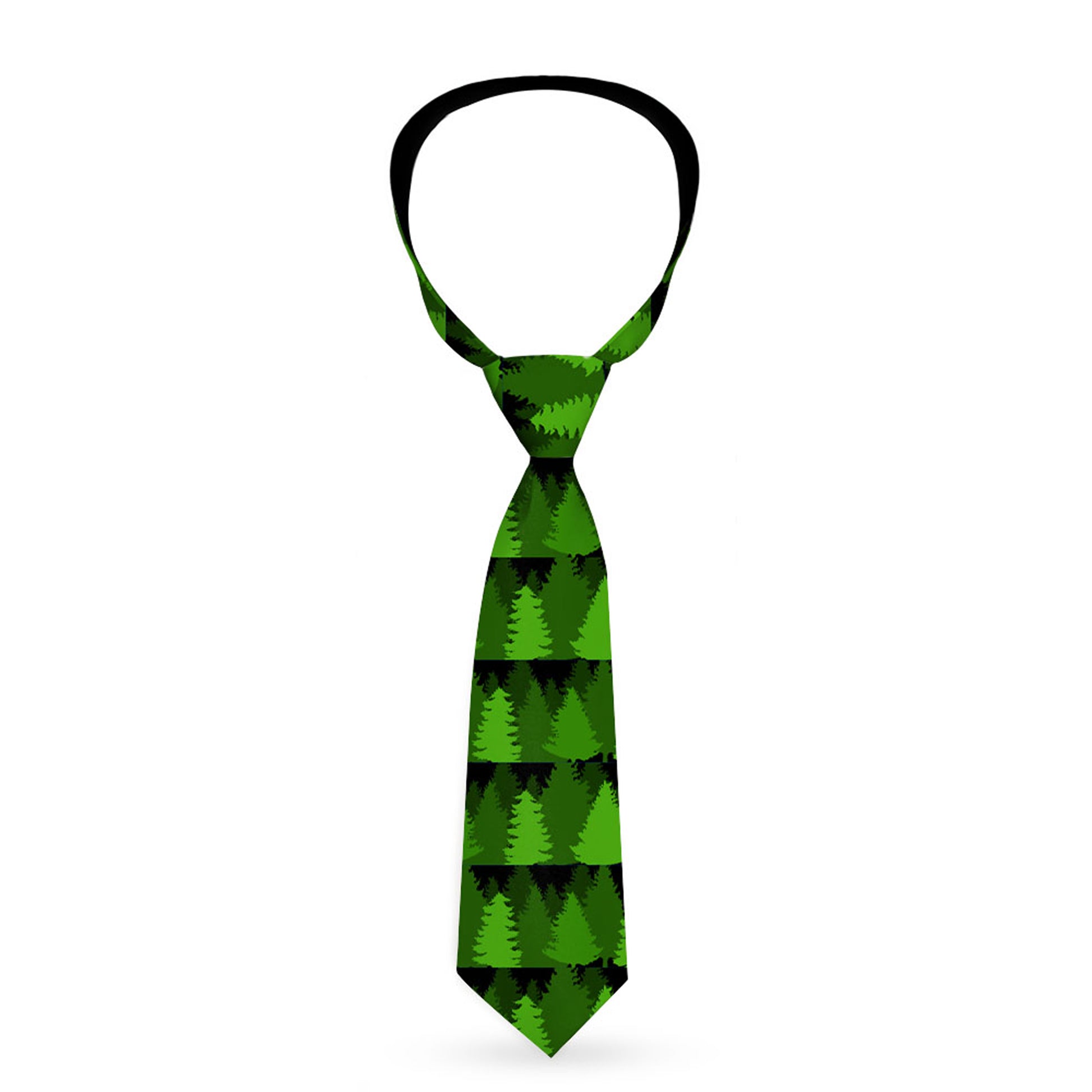 Buckle-Down Necktie - Pine Tree Silhouettes Black/Greens Neckties Buckle-Down