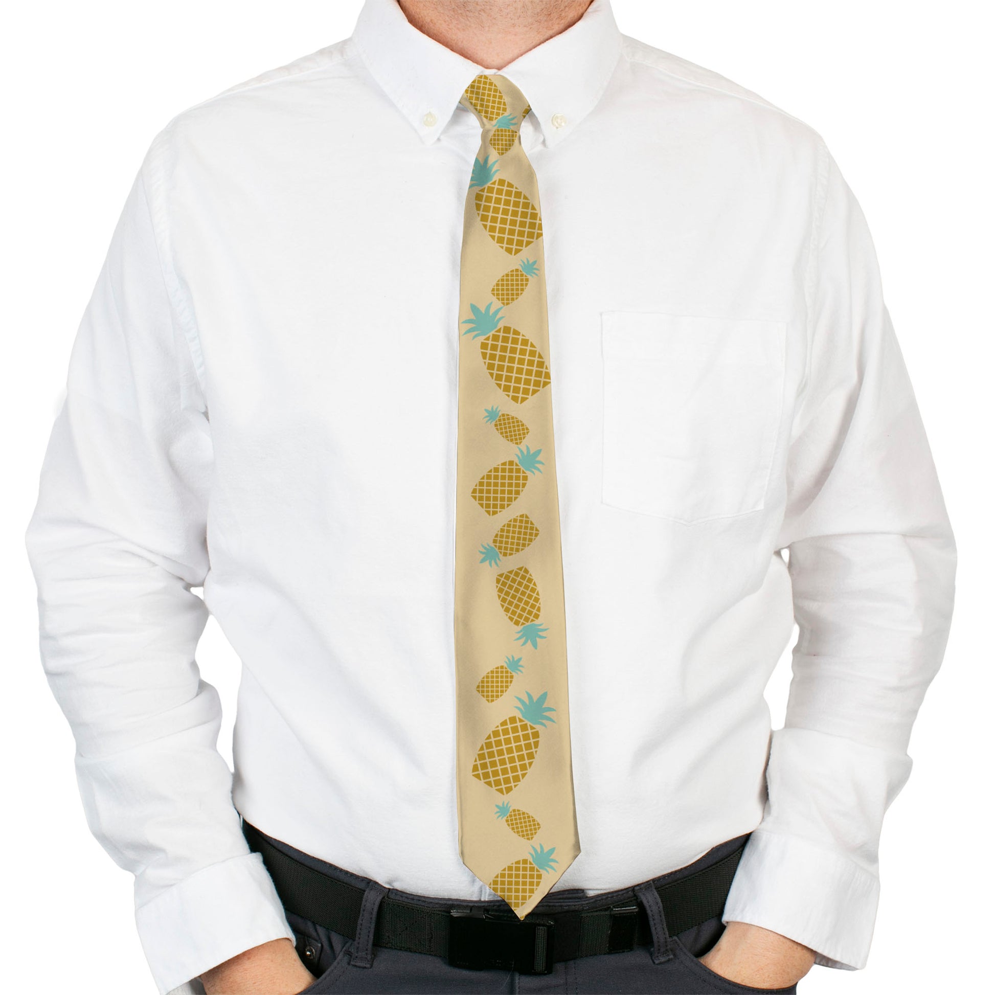 Buckle-Down Necktie - Pineapples Rotating Tan Neckties Buckle-Down