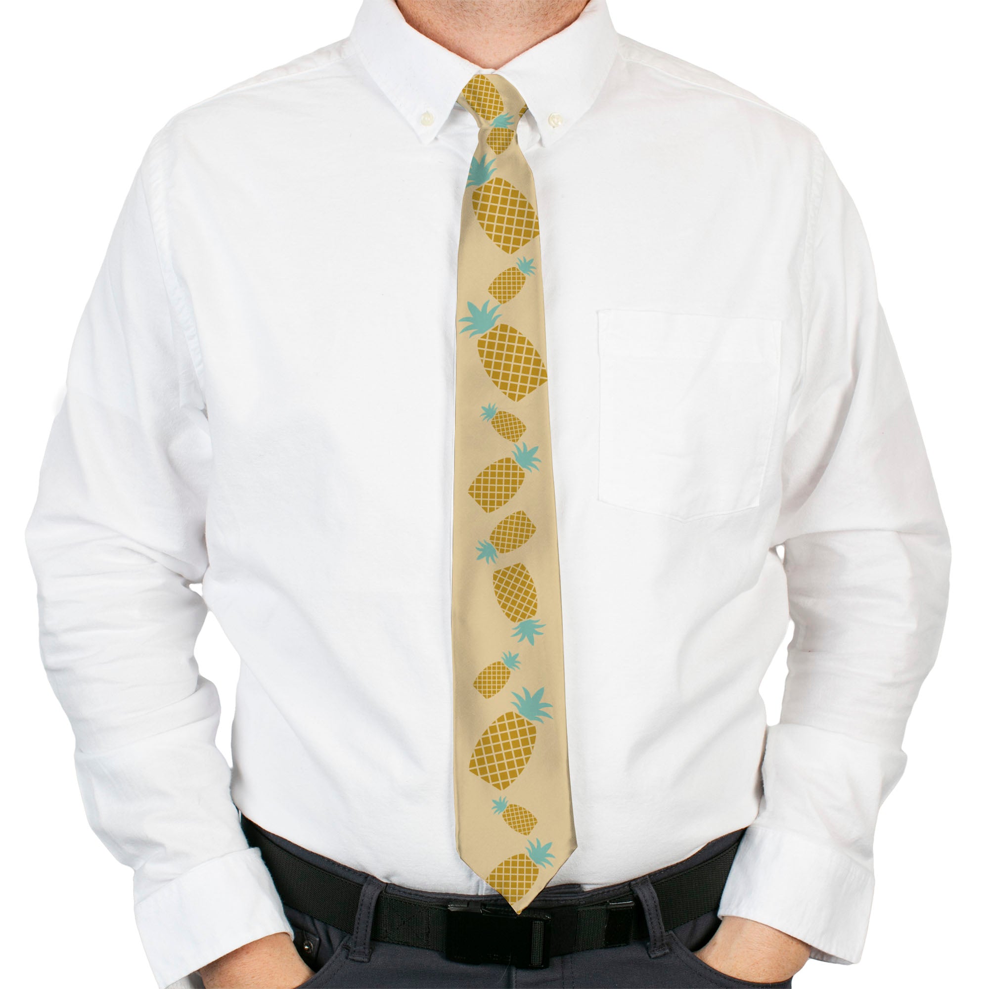 Buckle-Down Necktie - Pineapples Rotating Tan Neckties Buckle-Down