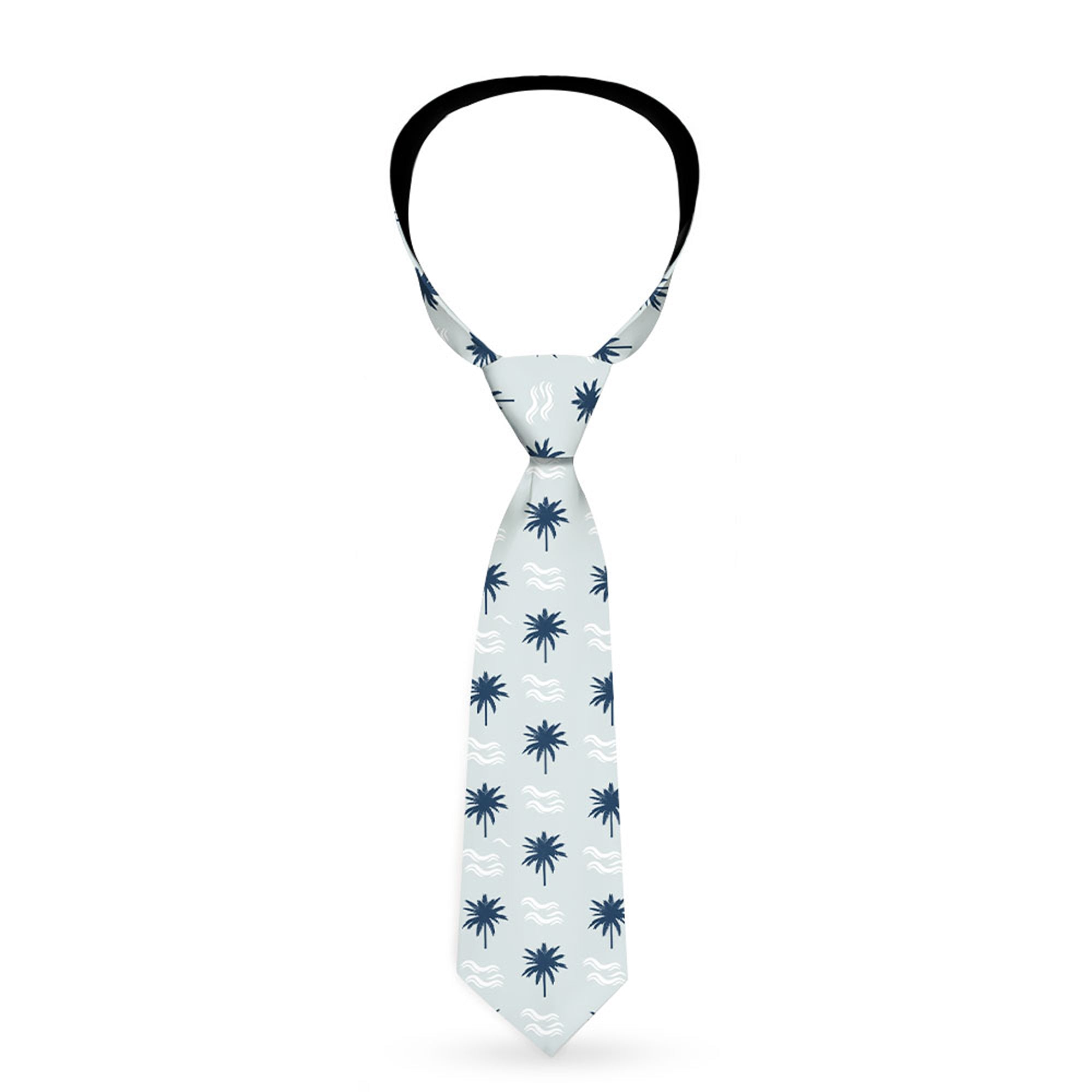 Buckle-Down Necktie - Palm Trees & Waves Monogram Blues/White Neckties Buckle-Down
