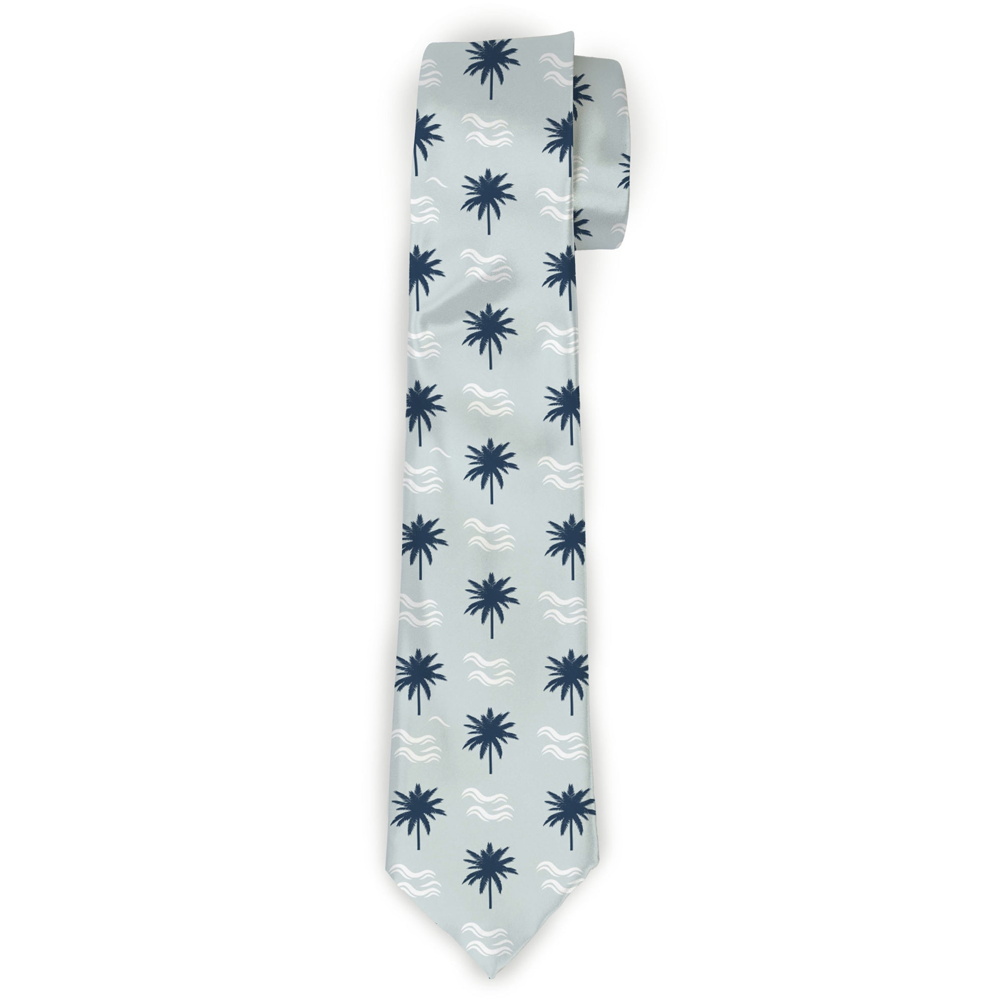 Buckle-Down Necktie - Palm Trees & Waves Monogram Blues/White Neckties Buckle-Down