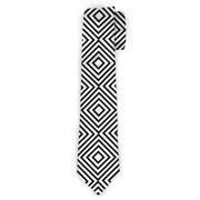 Necktie Standard - Square Lines White/Black Neckties Buckle-Down