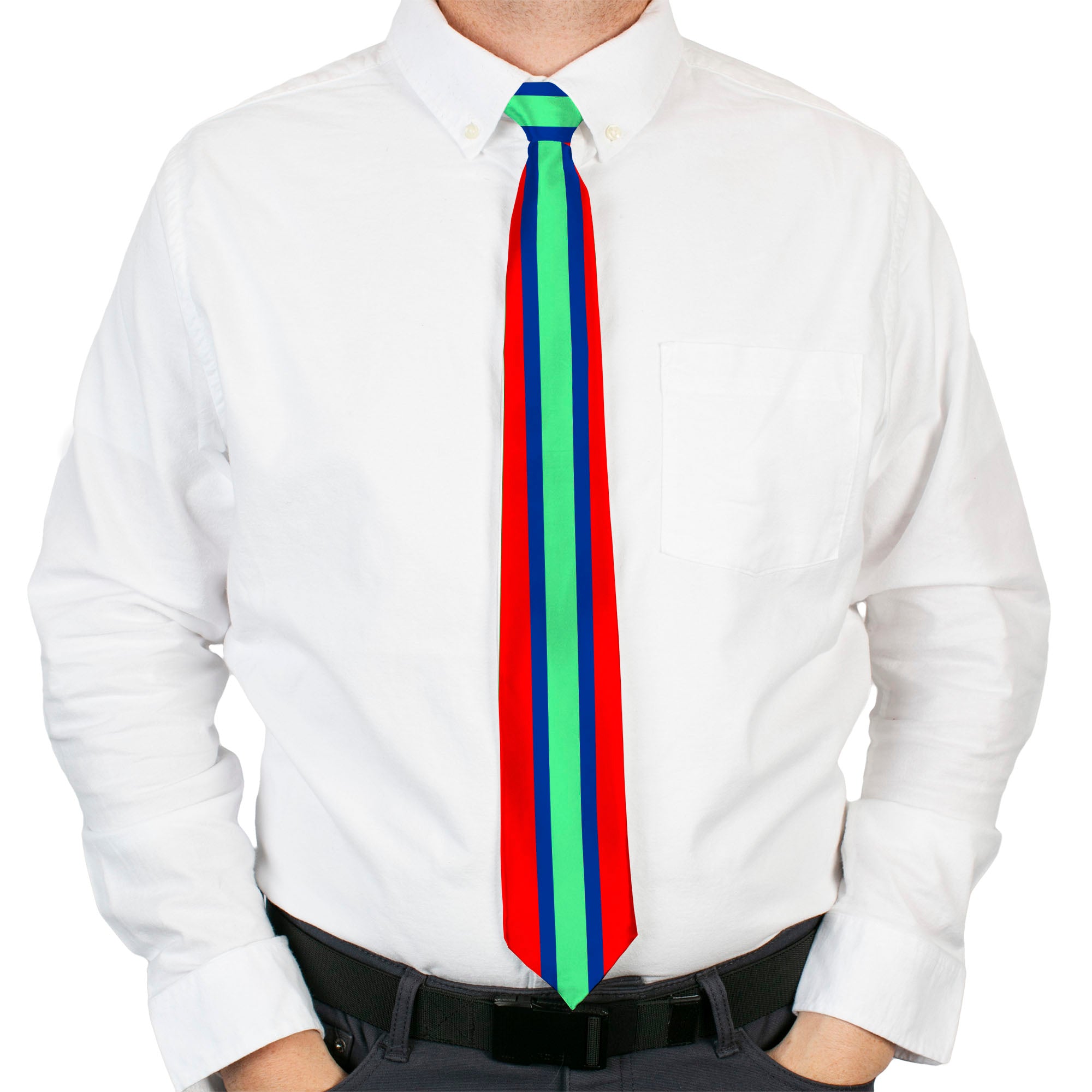 Buckle-Down Necktie - Stripes Red/Blue/Green Neckties Buckle-Down
