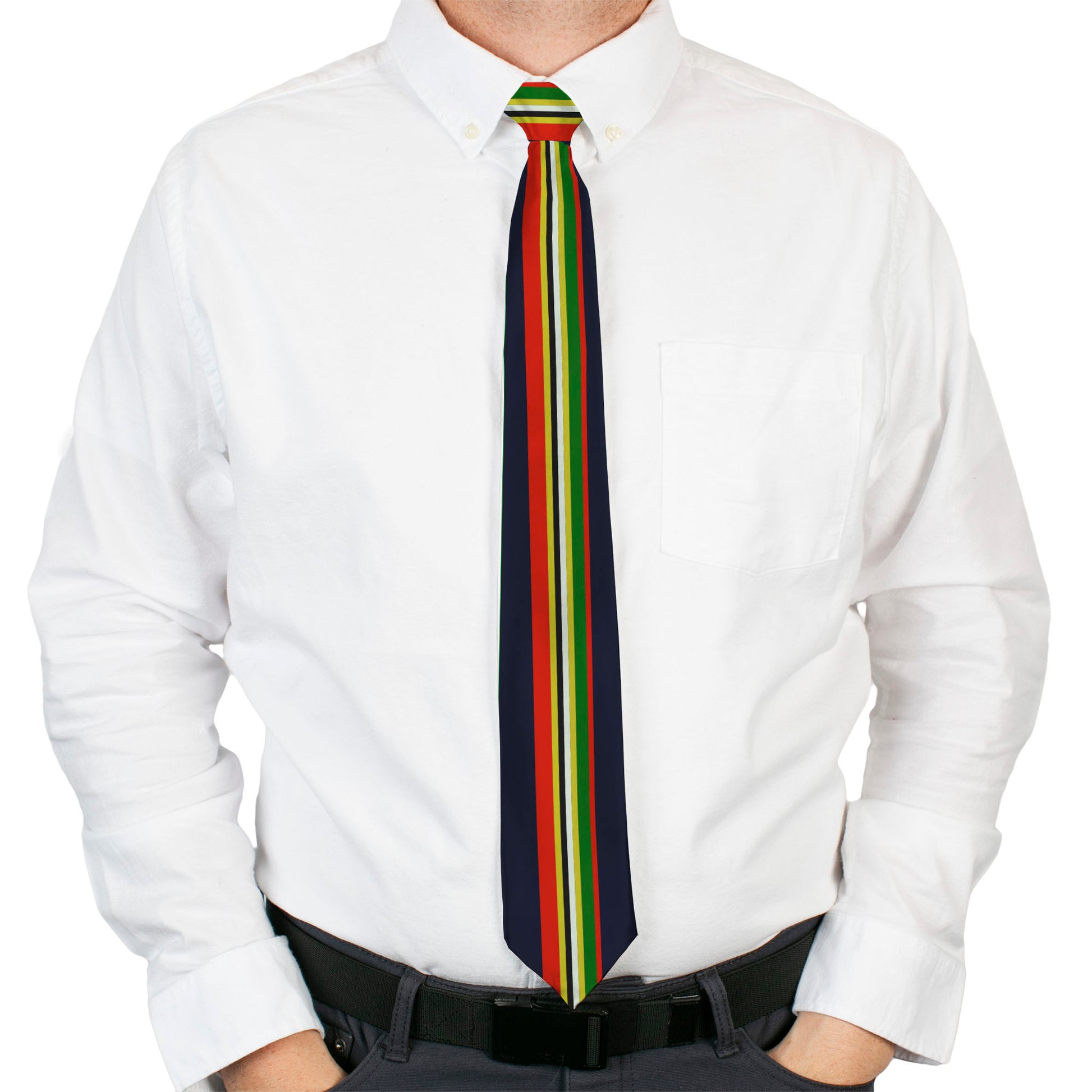 Buckle-Down Necktie - Stripes Navy/Red/Yellow/Black/White/Green Neckties Buckle-Down