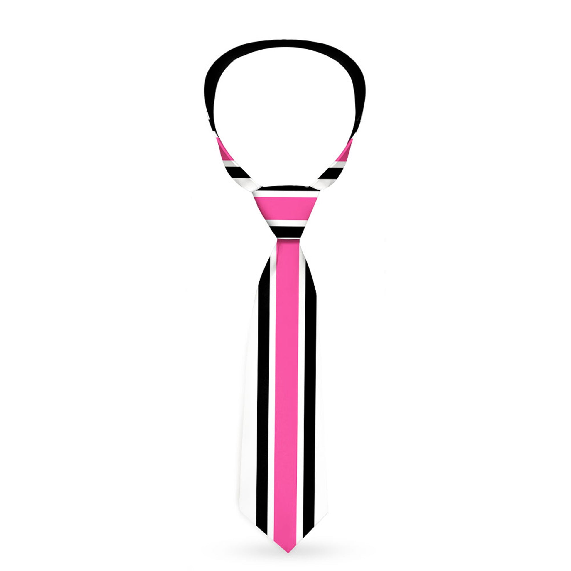 Buckle-Down Necktie - Stripes White/Black/White/Pink Neckties Buckle-Down
