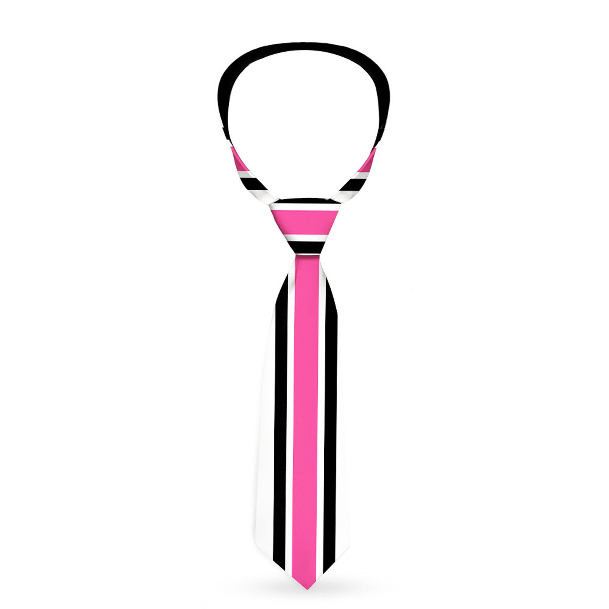 Buckle-Down Necktie - Stripes White/Black/White/Pink Neckties Buckle-Down