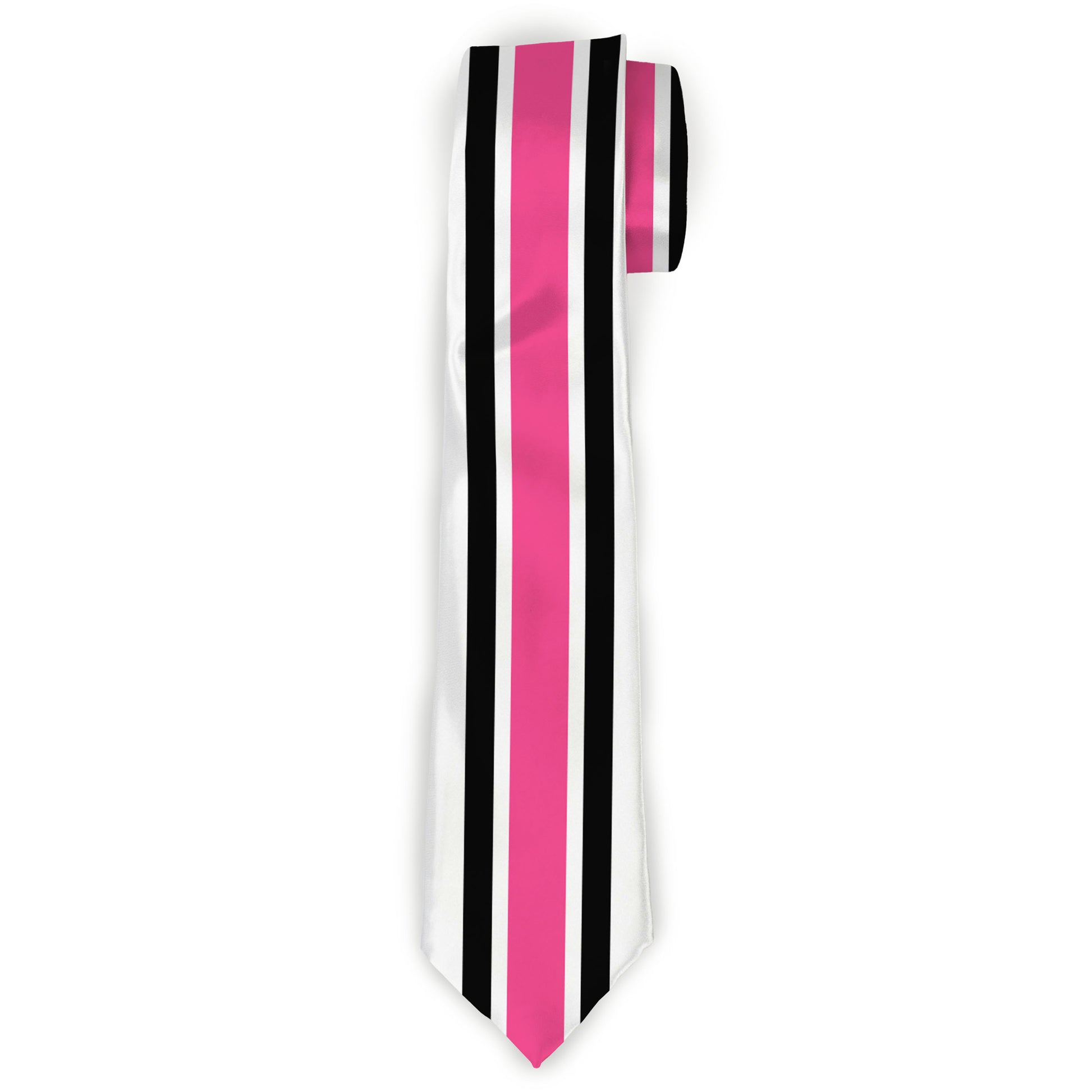 Buckle-Down Necktie - Stripes White/Black/White/Pink Neckties Buckle-Down